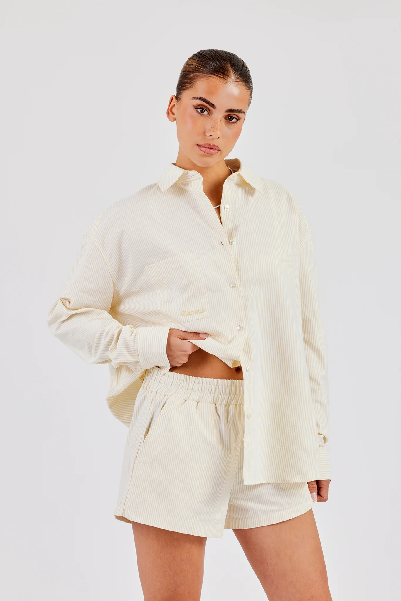 Oversized Stripe Shirt - Butter Yellow - Image 3
