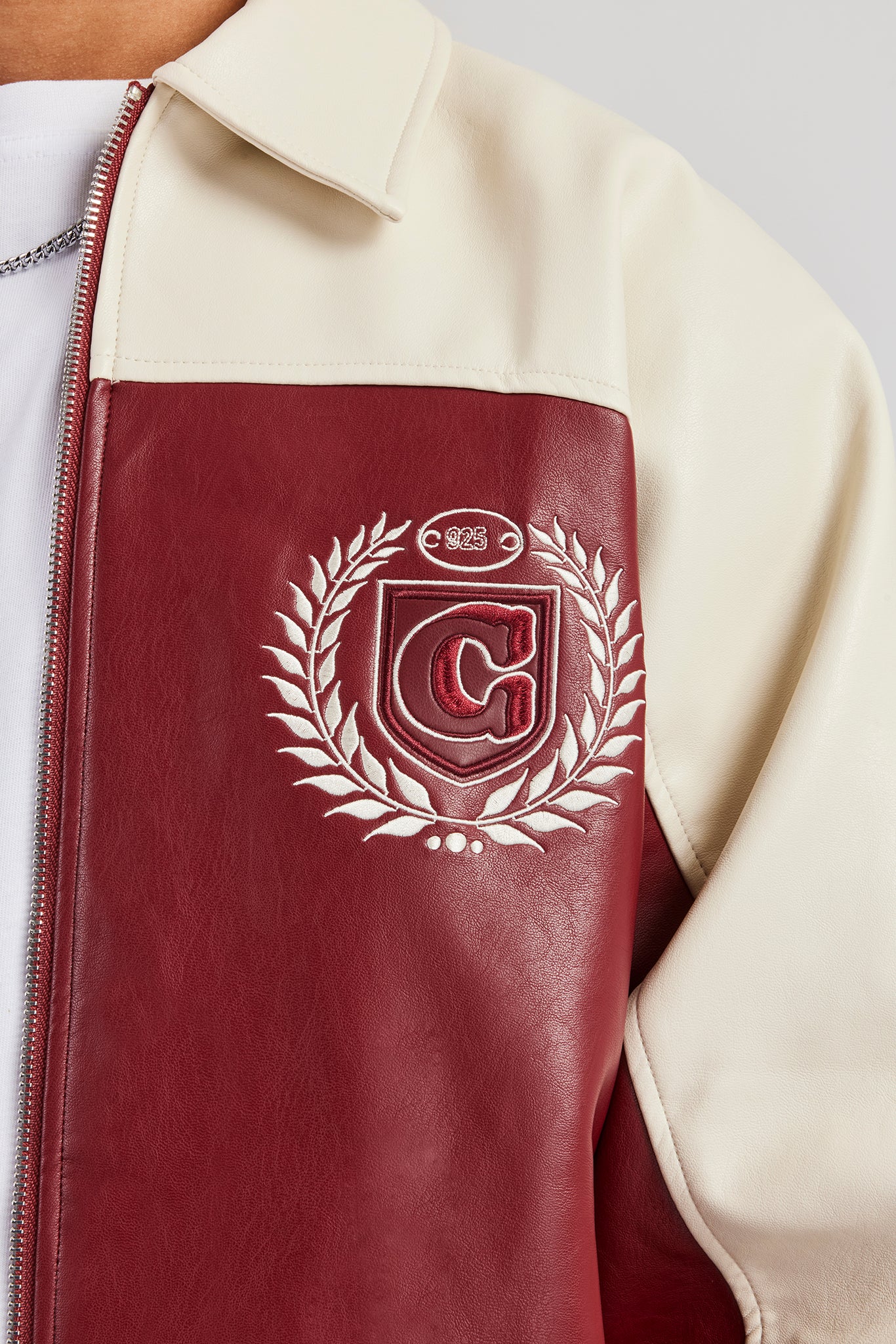 Oversized Vintage Bomber Jacket - Red - Image 3