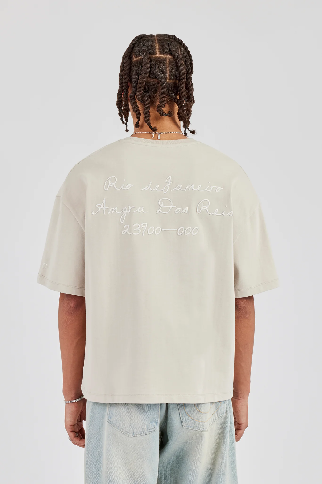 Oversized Washed Text T-Shirt - Washed Stone - Image 5