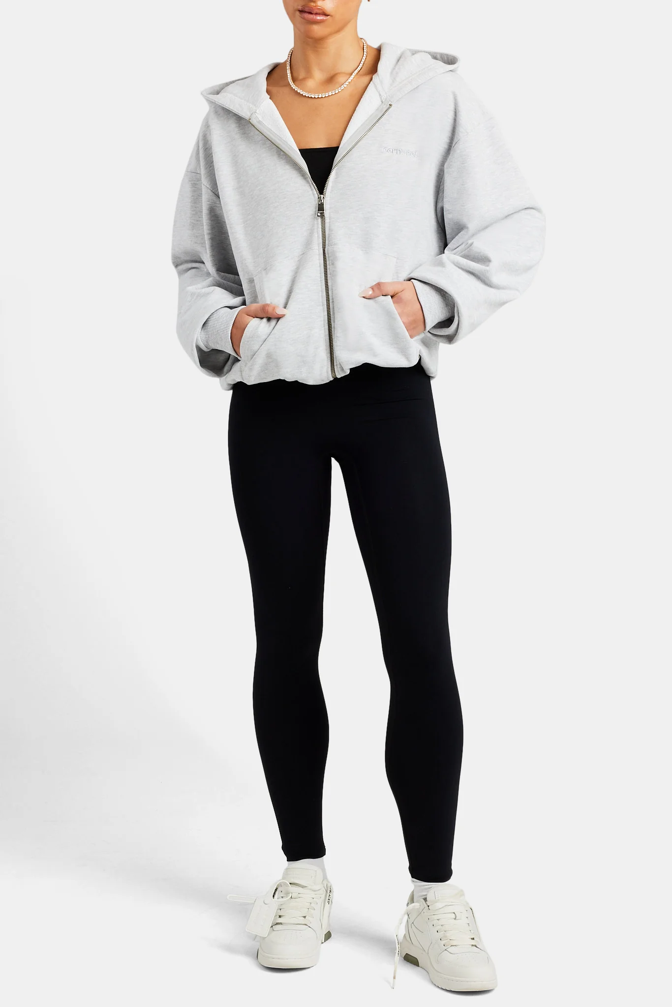 Oversized Zip Hoodie  - Ash Grey - Image 2
