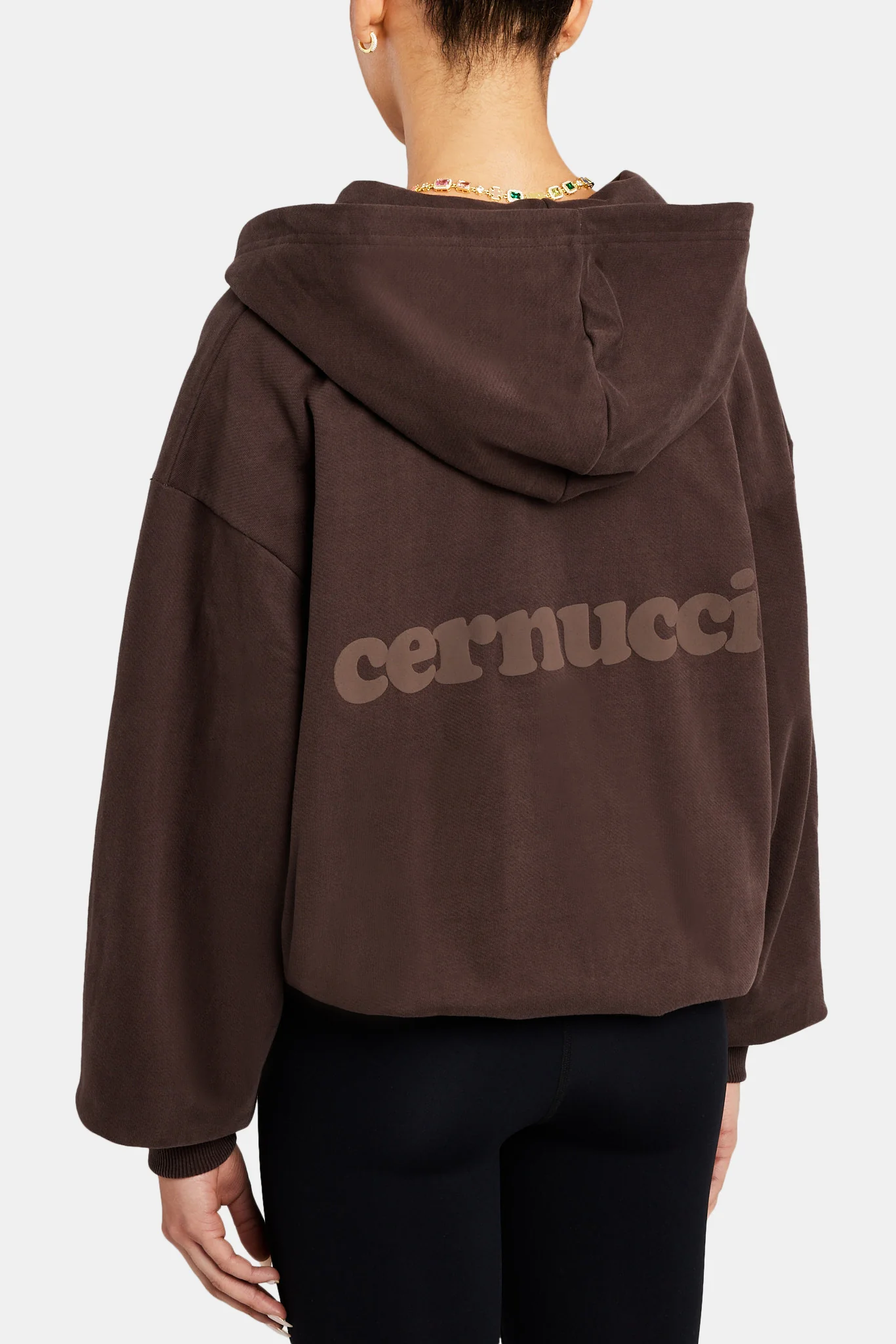Oversized Zip Hoodie  - Chocolate - Image 2