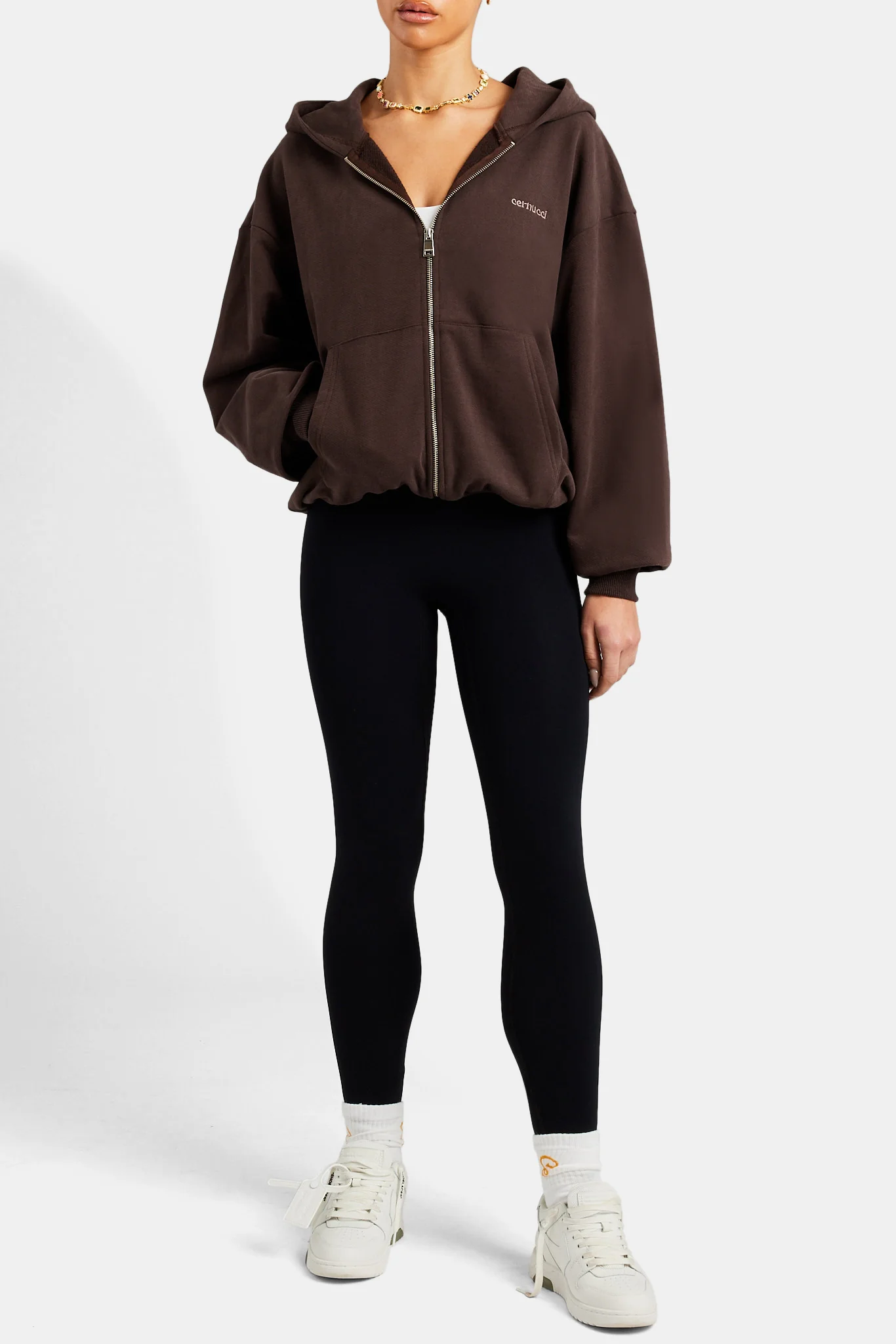 Oversized Zip Hoodie  - Chocolate - Image 4