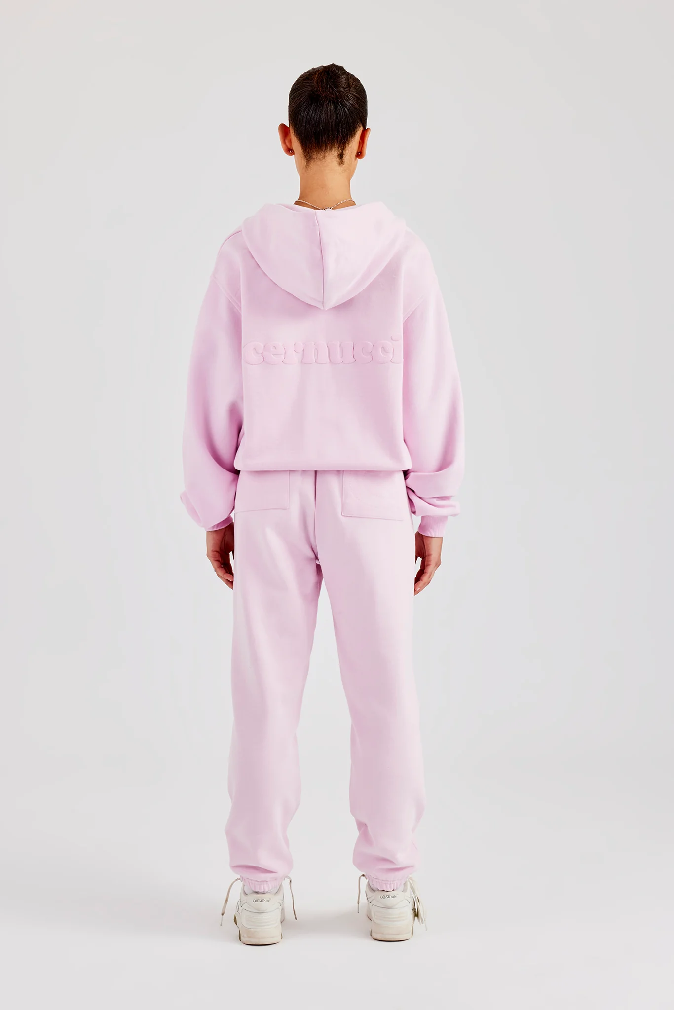 Oversized Zip Through Hoodie & Cuffed Joggers - Pink - Image 3