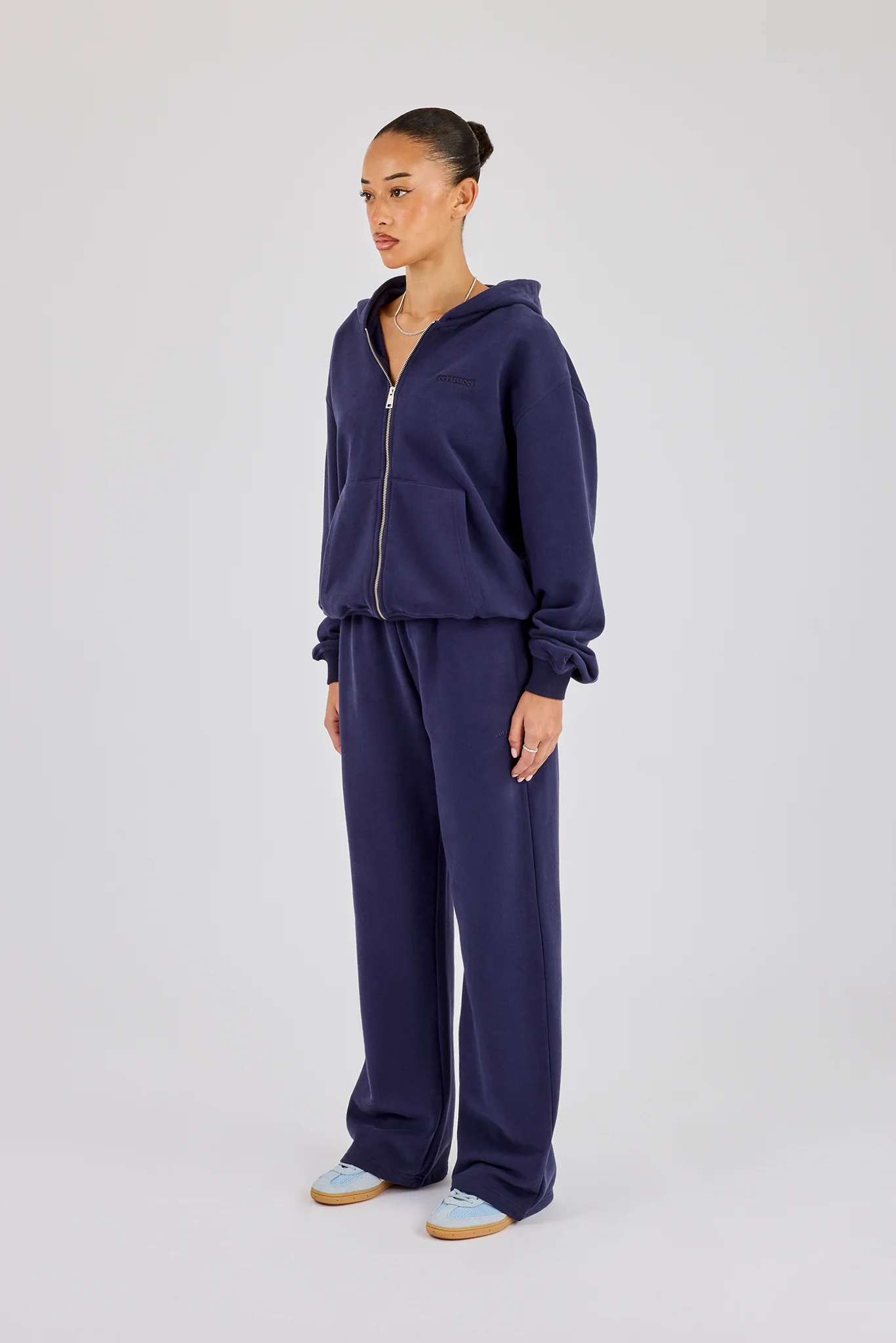 Oversized Zip Through Hoodie & Jogger - Navy - Image 3