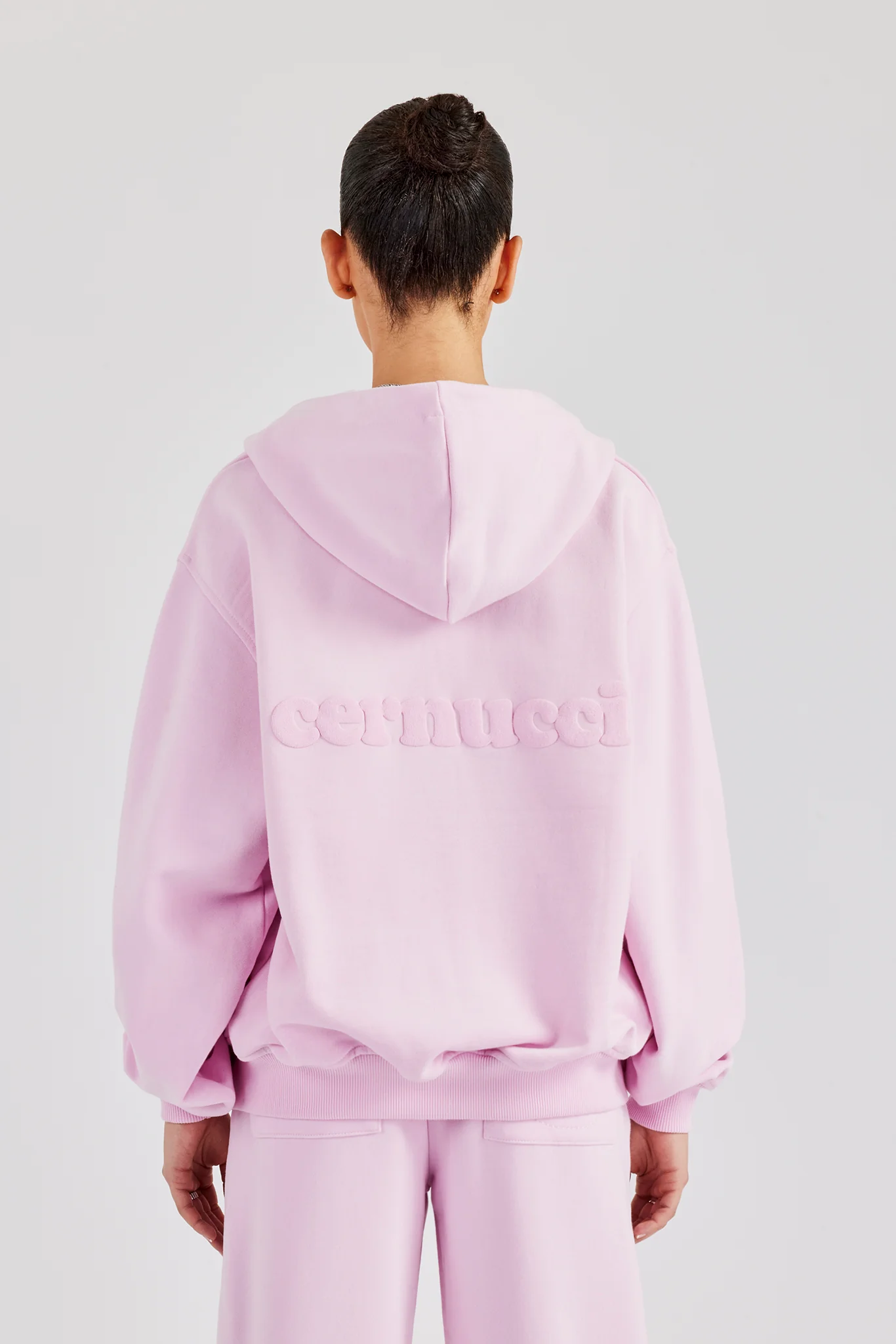 Oversized Zip Through Hoodie - Pink - Image 4