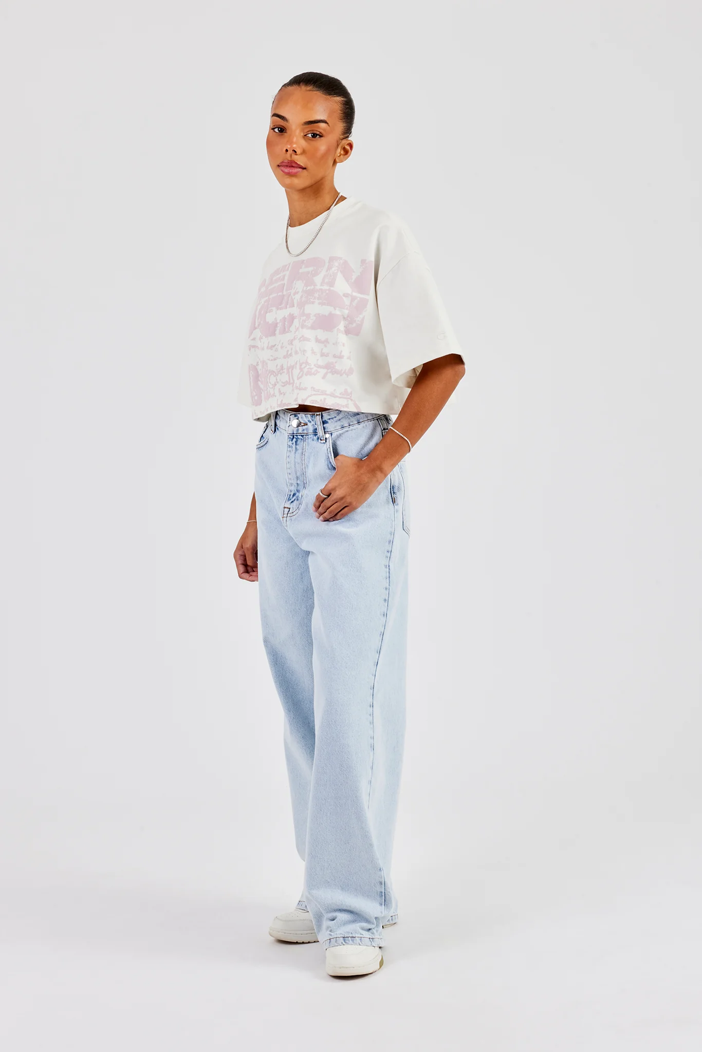 Embroidered Baggy Jean - Ice Blue - Image 5
