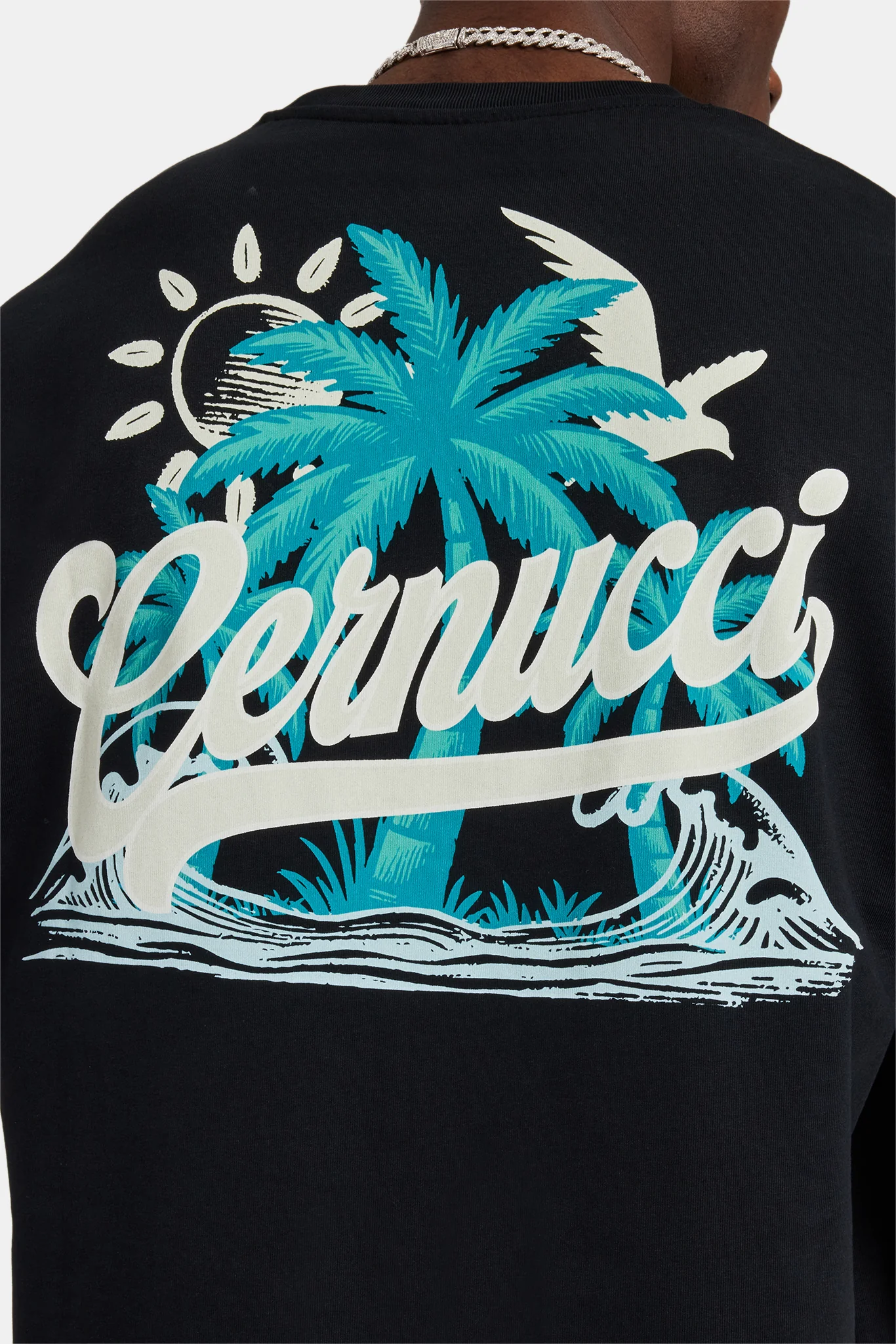 Palm Back Graphic Oversized T-Shirt - Black - Image 3