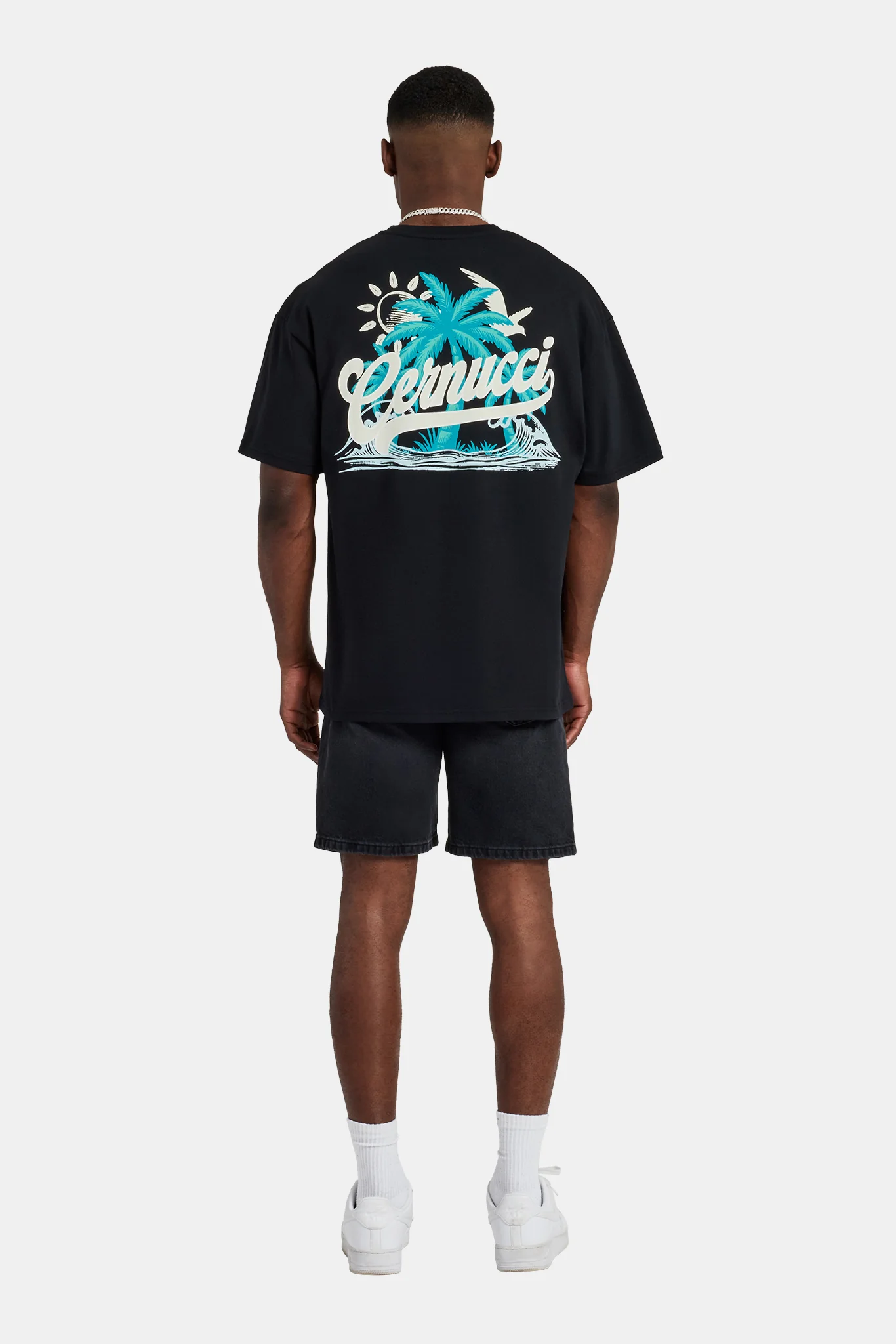 Palm Back Graphic Oversized T-Shirt - Black - Image 4
