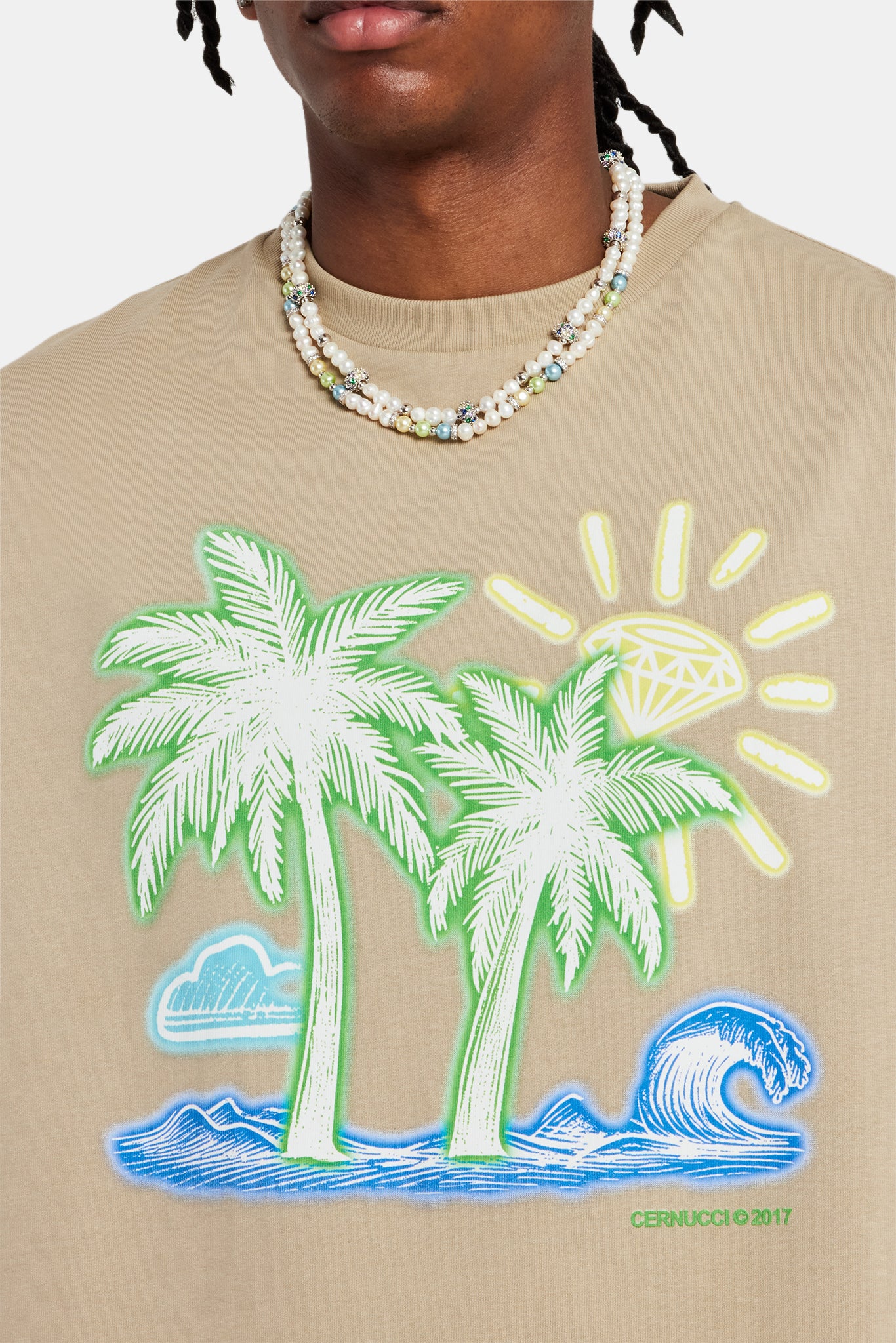 Palm Graphic Oversized T-Shirt - Sage - Image 2