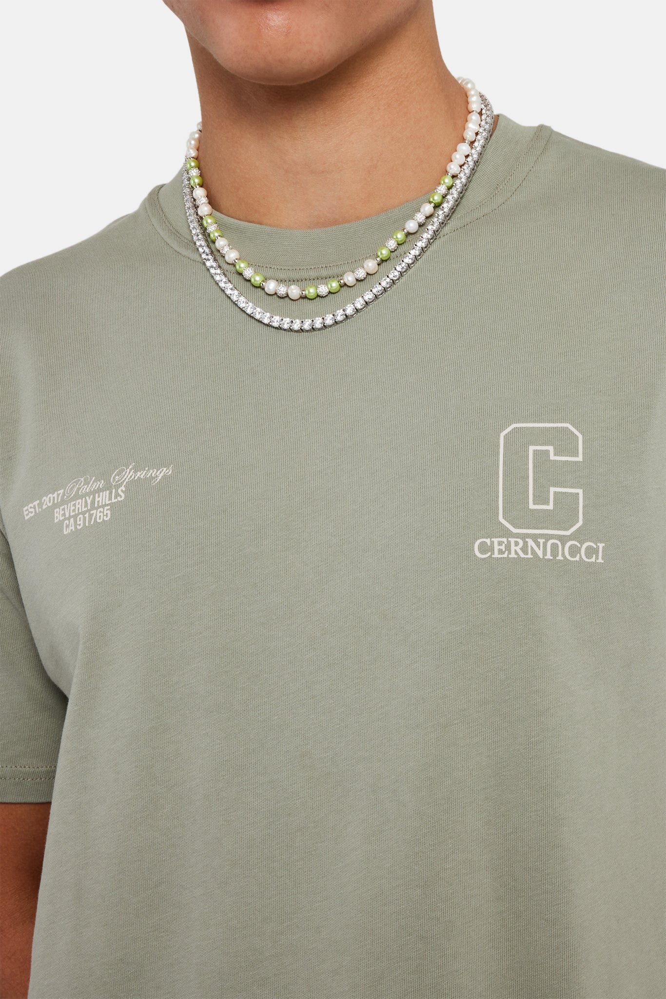 Palm Springs Text T-Shirt - Washed Sage - Image 3