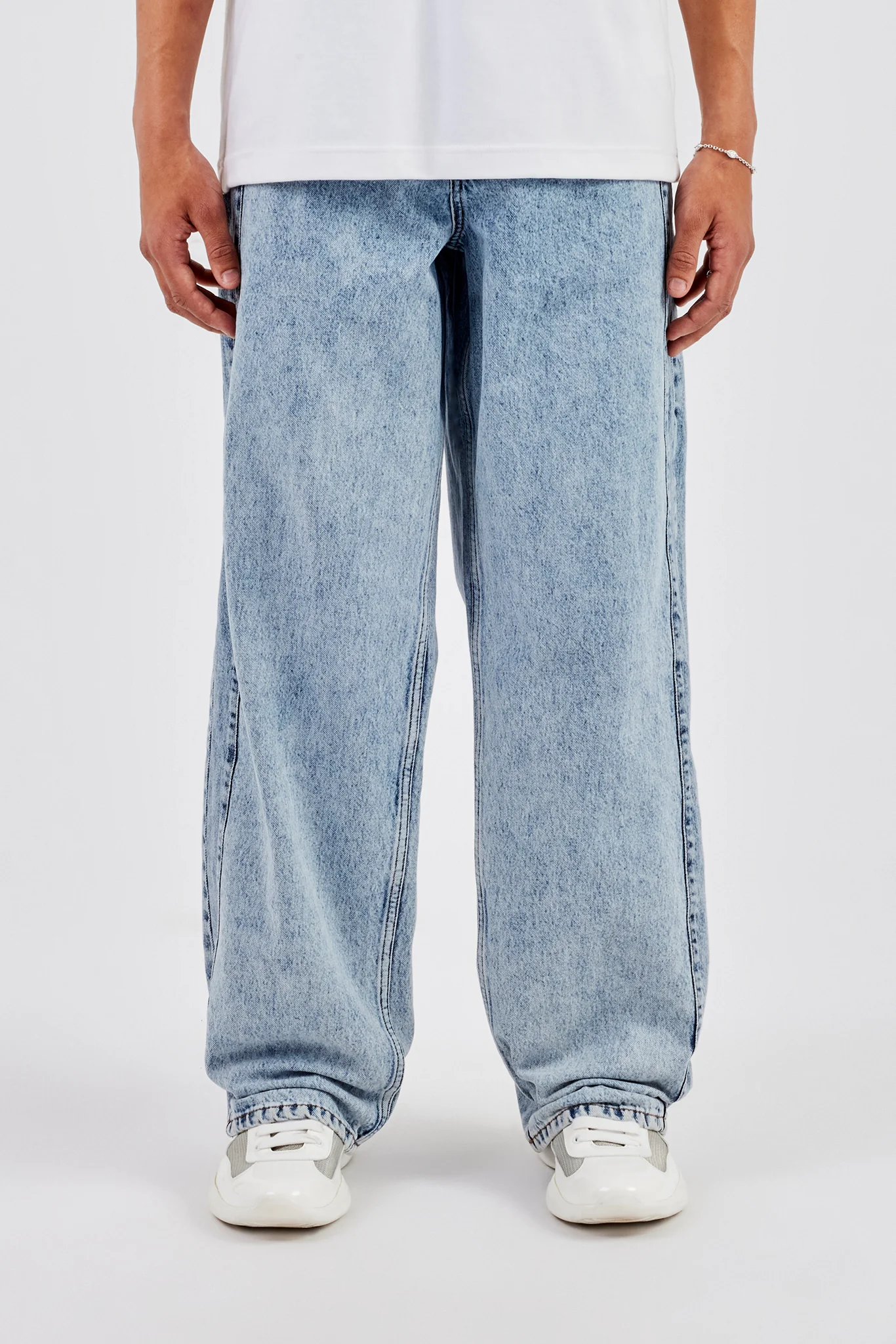 Panelled Baggy Jean - Light Blue - Image 2