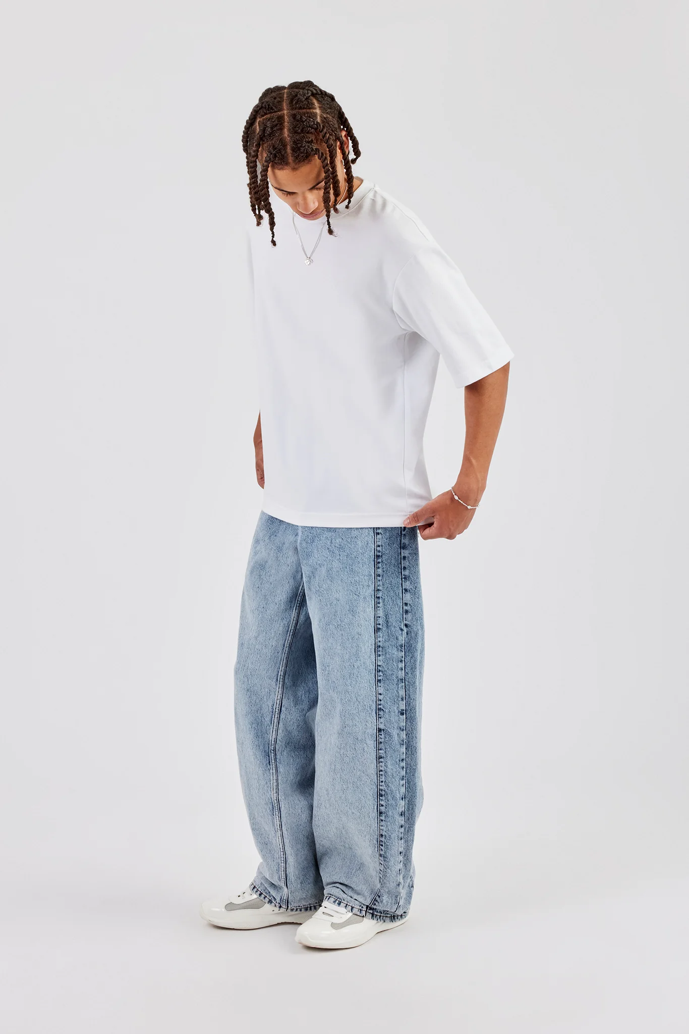 Panelled Baggy Jean - Light Blue - Image 5