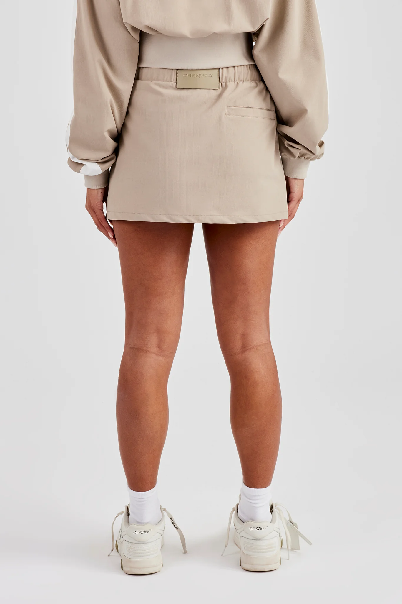 Panelled Nylon Mini Skirt - Stone - Image 4