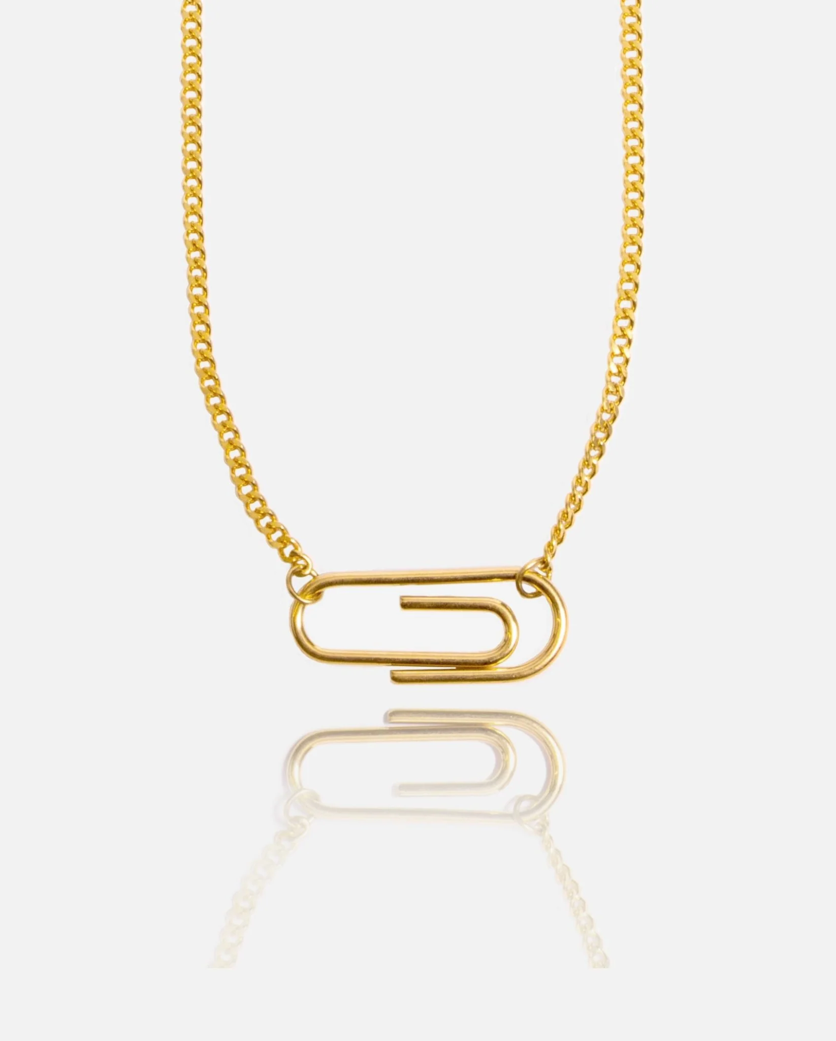 Paper Clip Necklace - Gold - 3mm - Image 2