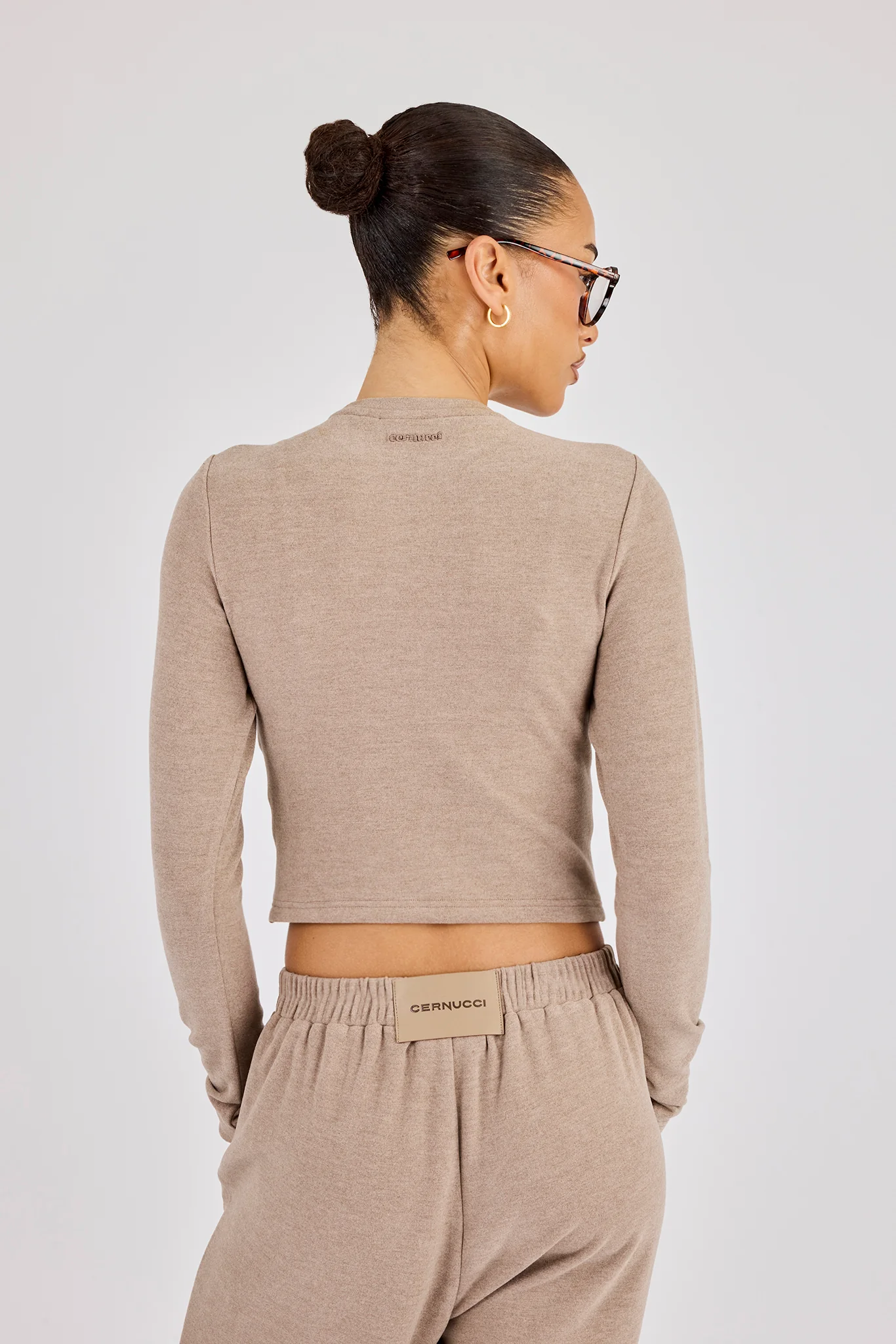 Peached Soft Touch Long Sleeve Top - Taupe - Image 4