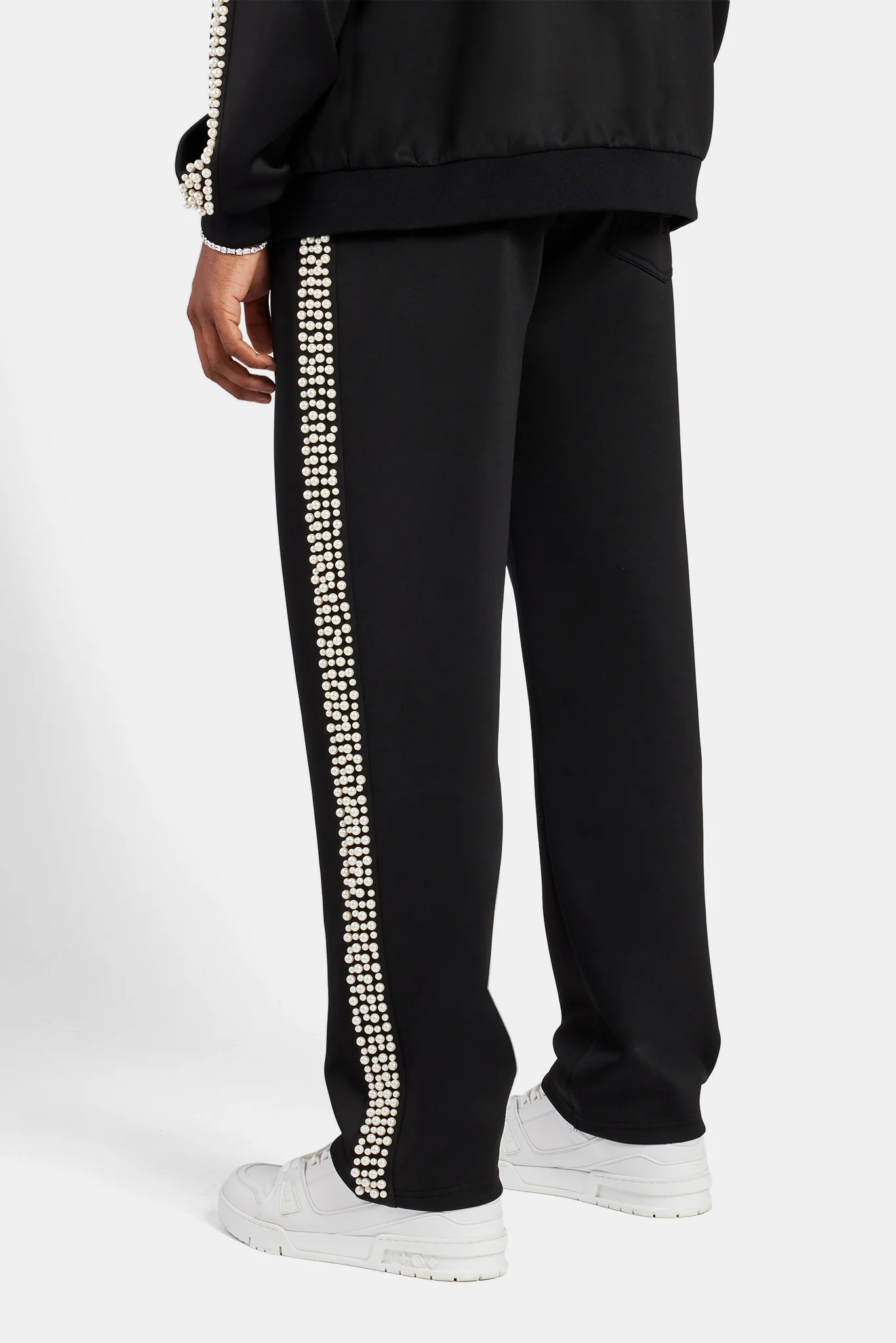 Pearl Detail Straight Leg Trouser - Black - Image 3