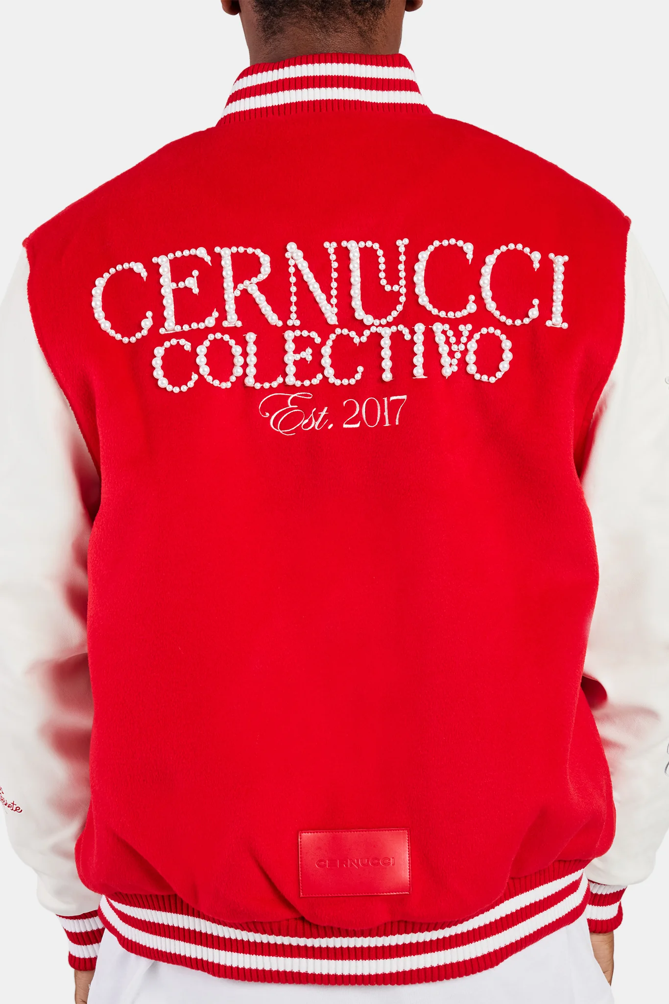 Pearl Embellished Bomber Jacket  - Red - Image 2
