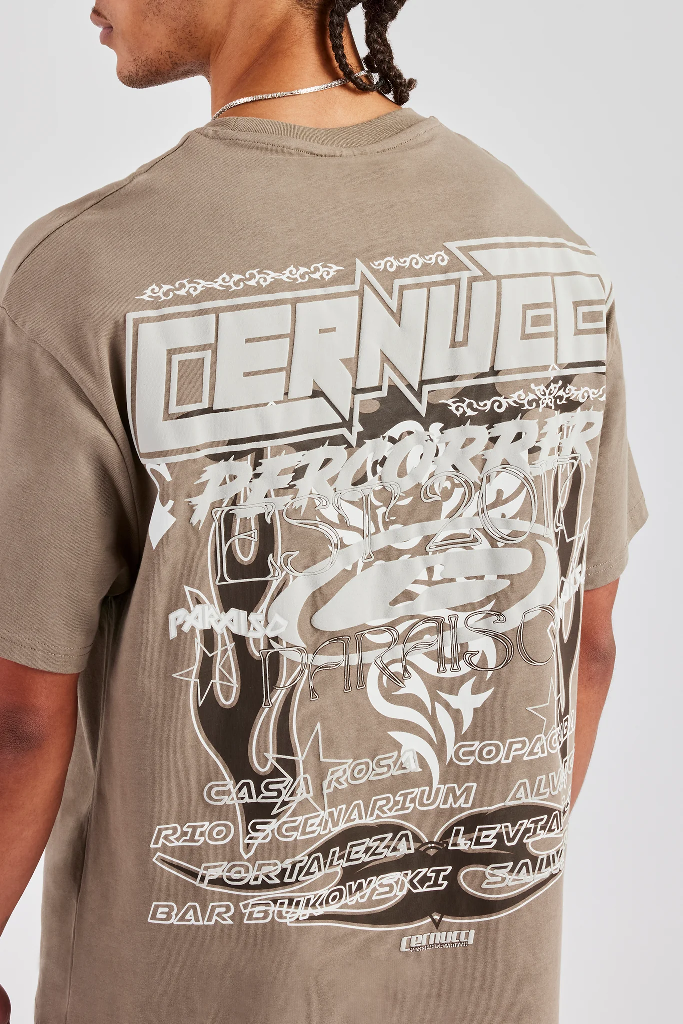 Percorrer Graphic Oversized T-Shirt - Taupe - Image 4