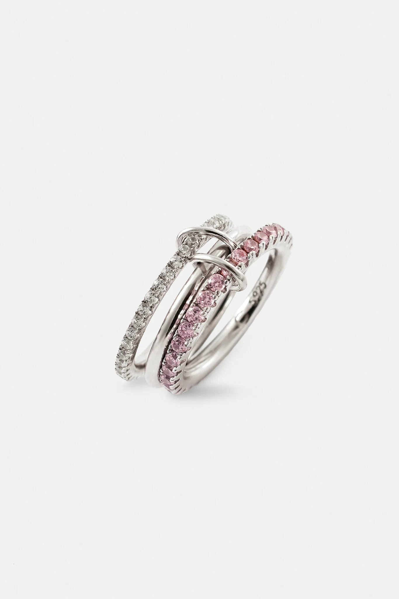 Pink & Clear Polished & Iced Mix Ring - 8mm - Image 3
