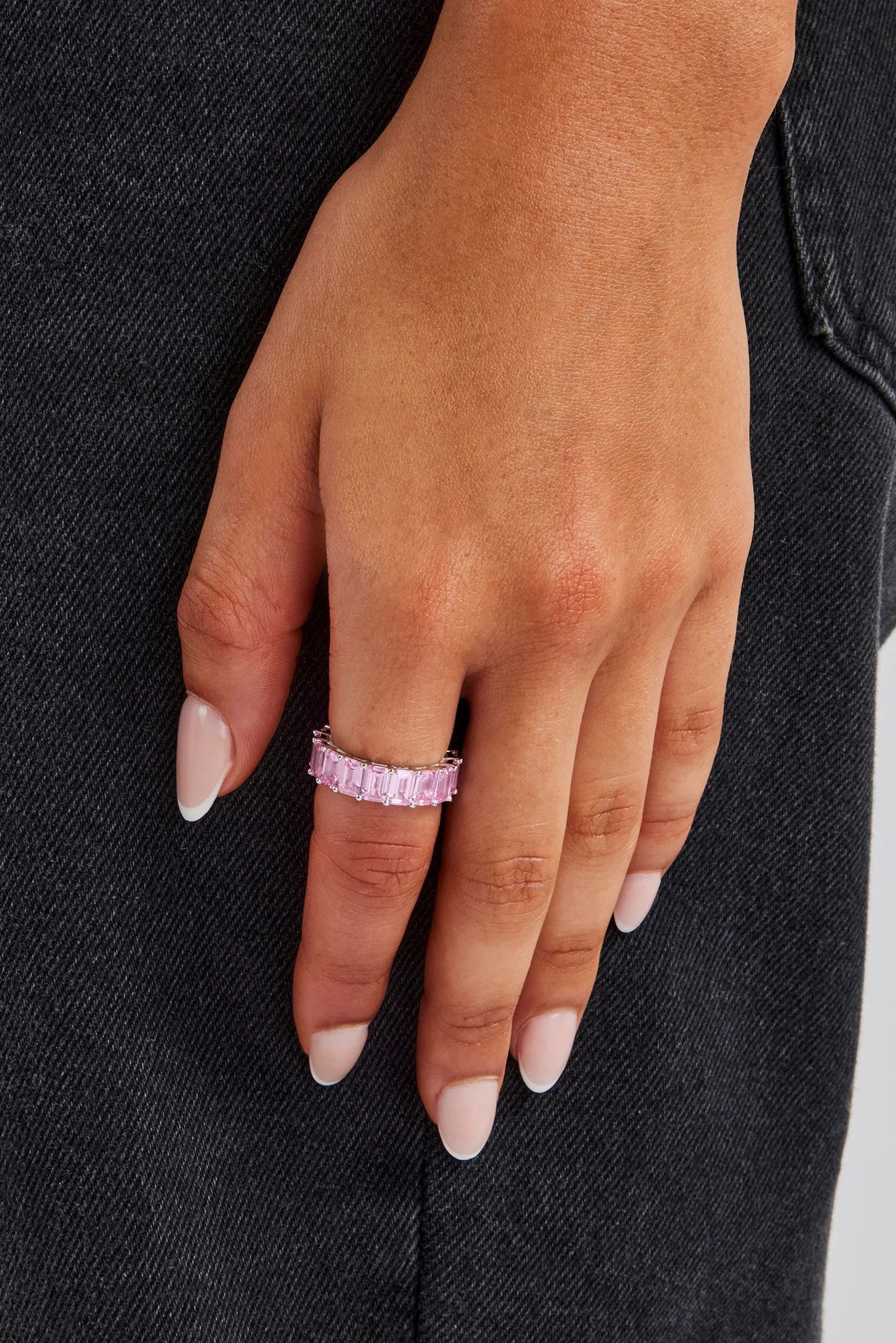 Pink CZ Baguette Tennis Ring - 6mm - Image 2