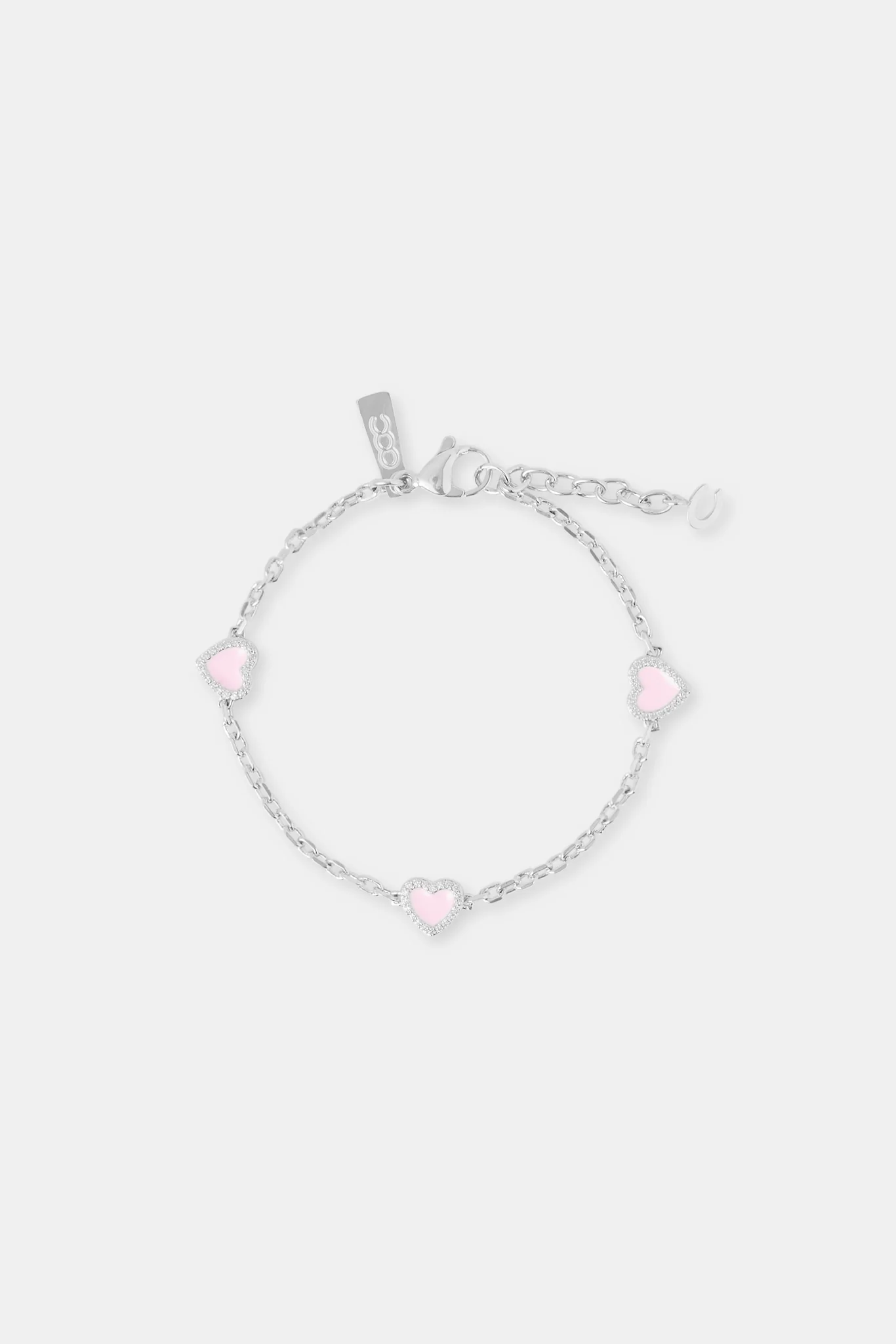 Pink Enamel Heart Rolo Bracelet - 8mm - Image 2