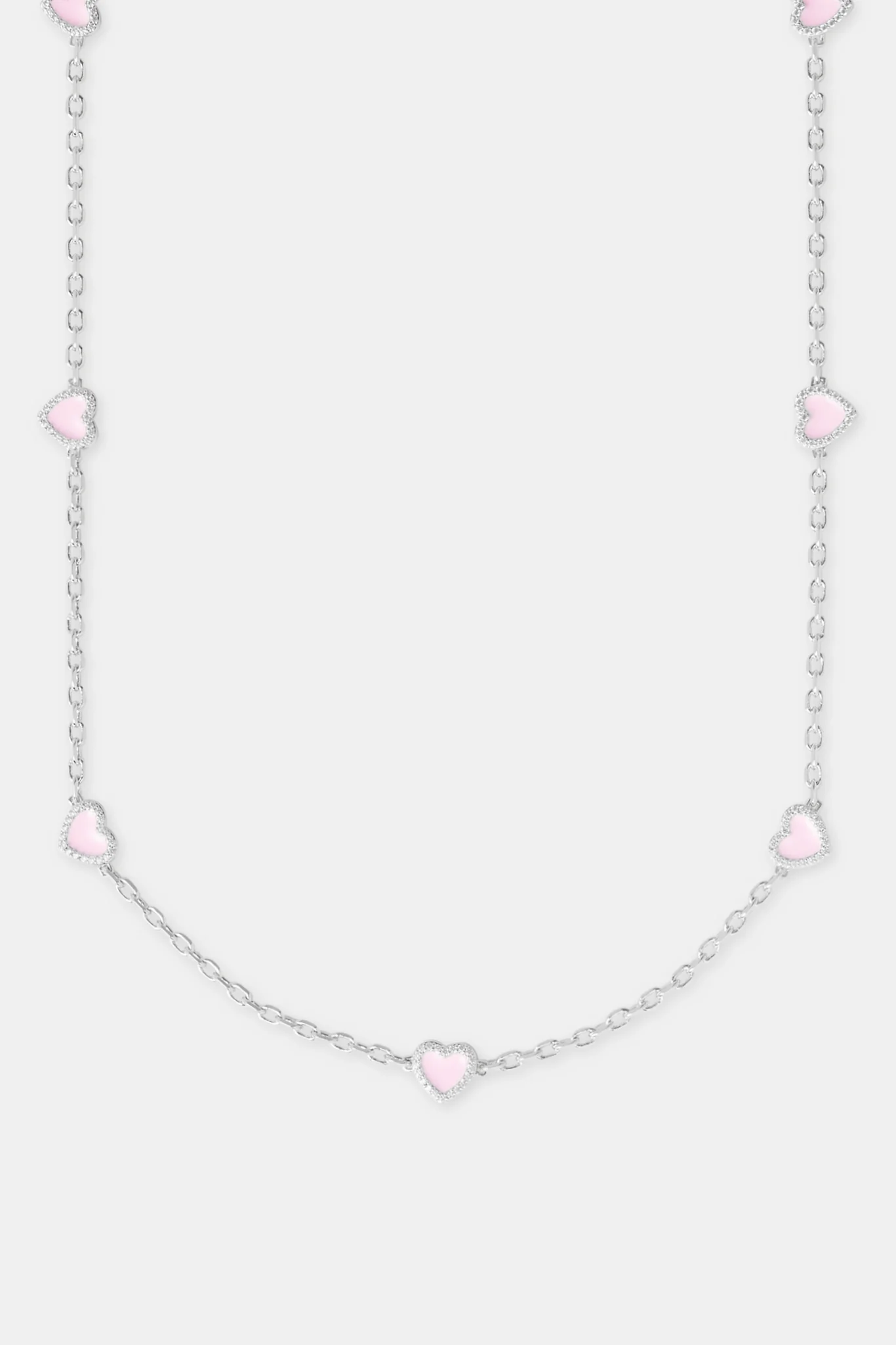 Pink Enamel Heart Rolo Necklace - 8mm - Image 2