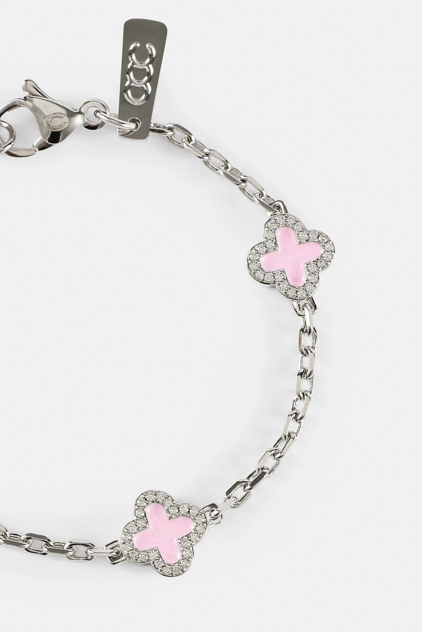 Pink Enamel Motif Rolo Link Bracelet - 10mm - Image 2
