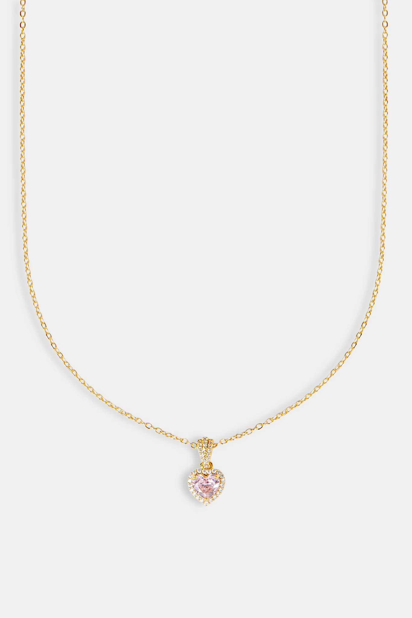 Pink Heart Bezel Necklace - Gold - Image 2