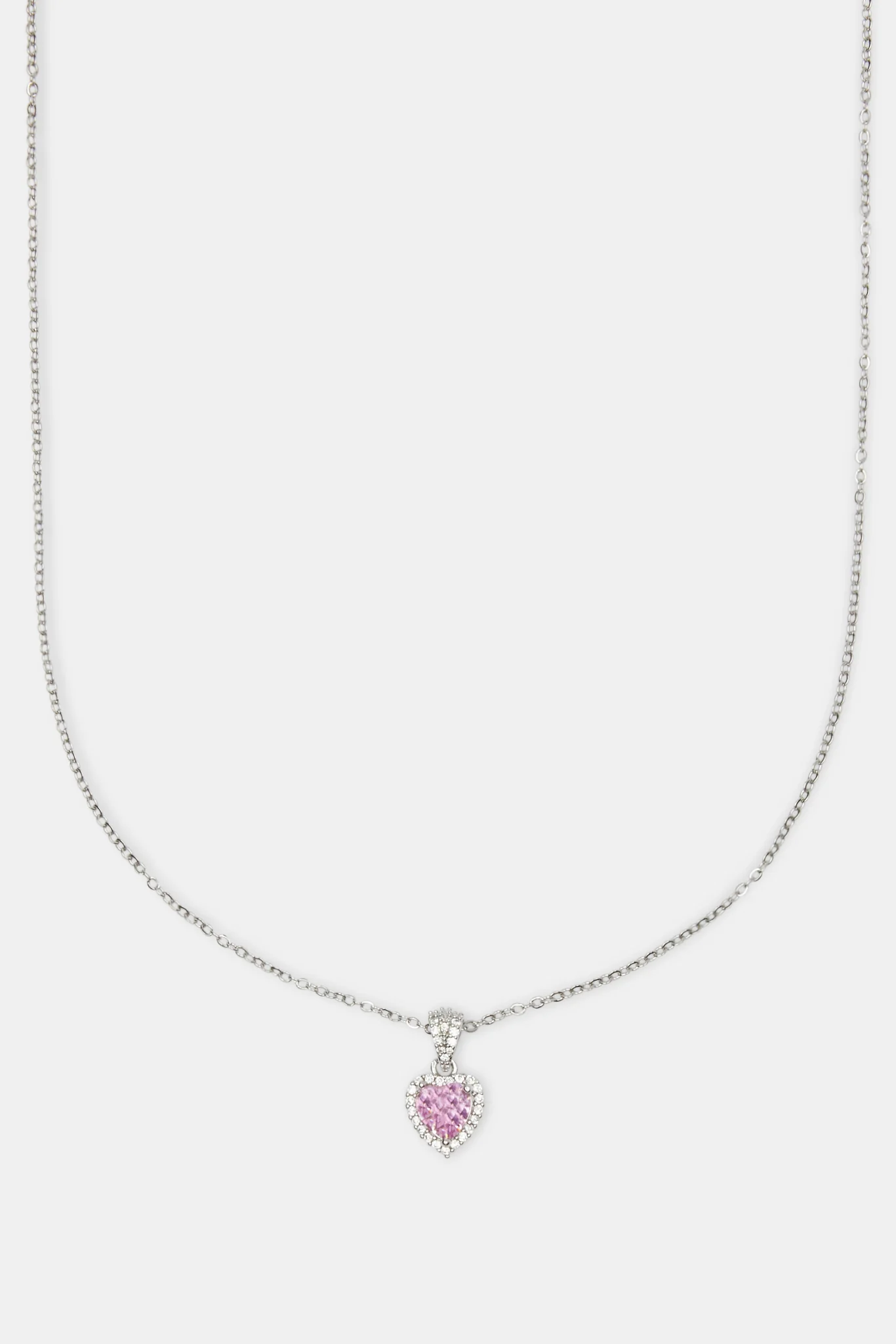 Pink Heart Bezel Necklace - White - 10mm - Image 2
