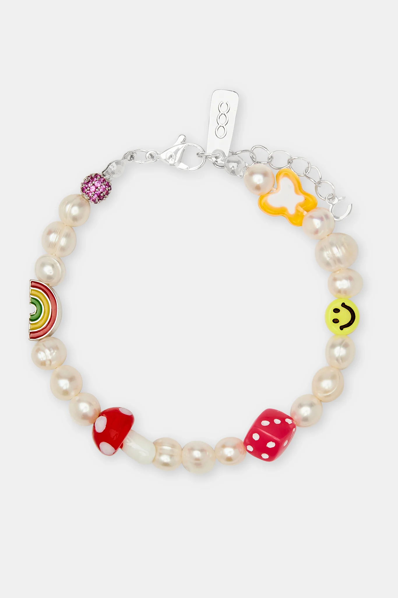Pink Mixed Motif Bead Freshwater Pearl Bracelet - Image 2