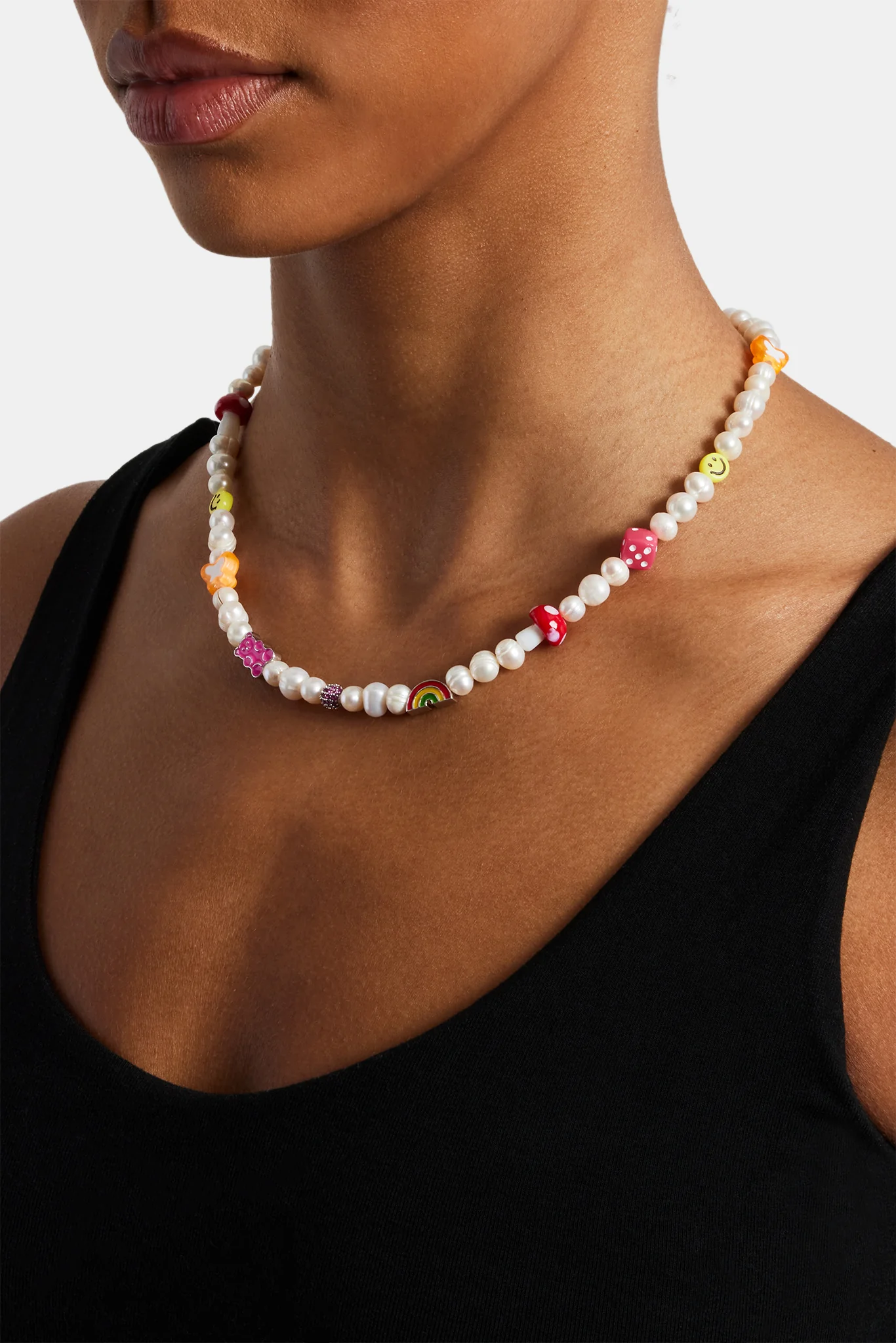 Pink Mixed Motif Bead Freshwater Pearl Necklace - Image 3