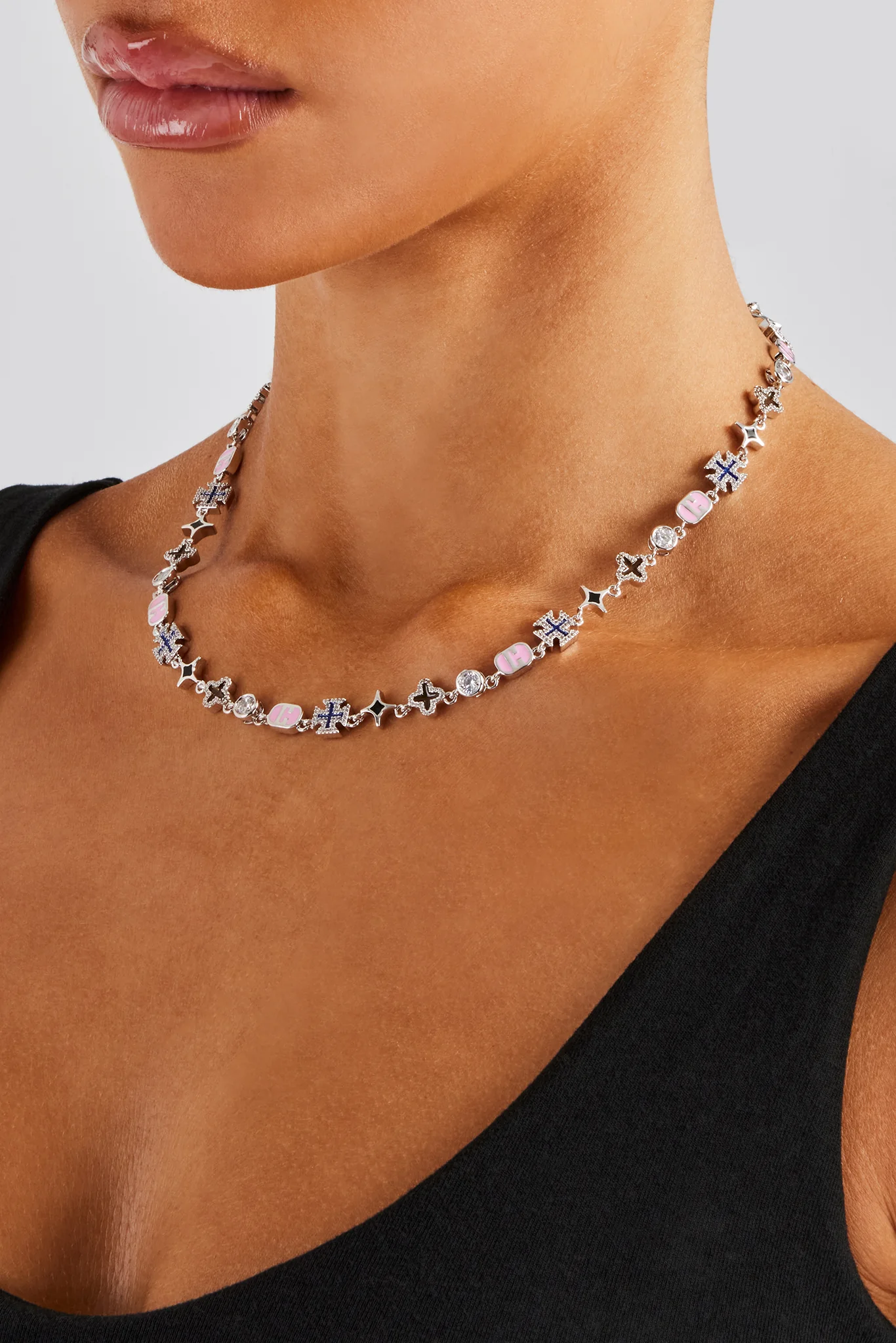 Pink Mixed Motif Polished Chain - 8mm - Image 3