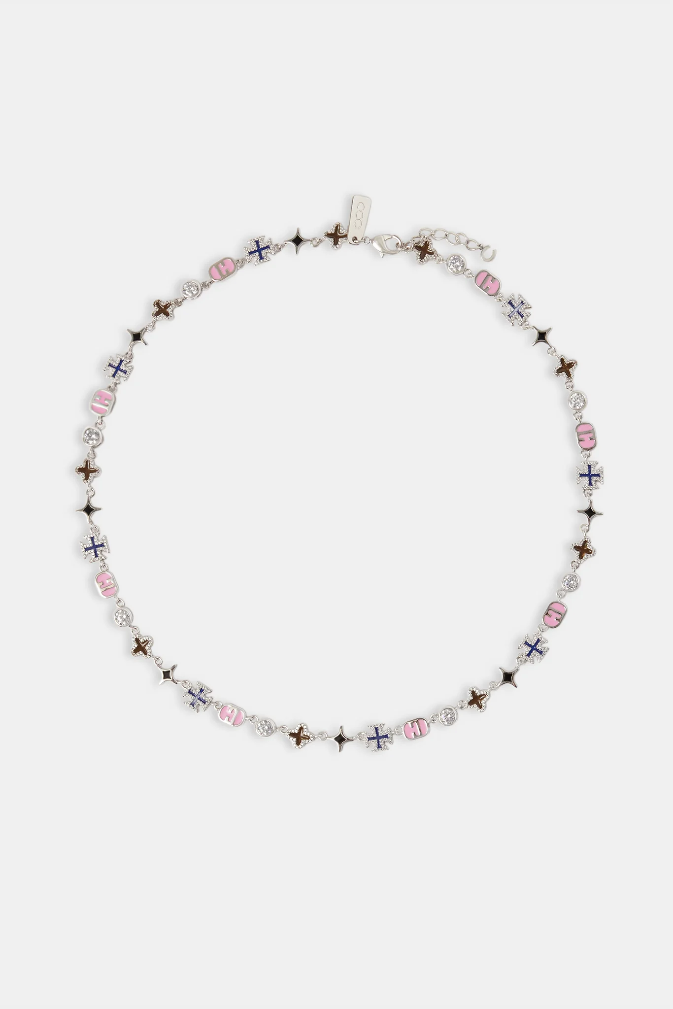 Pink Mixed Motif Polished Chain - 8mm - Image 4