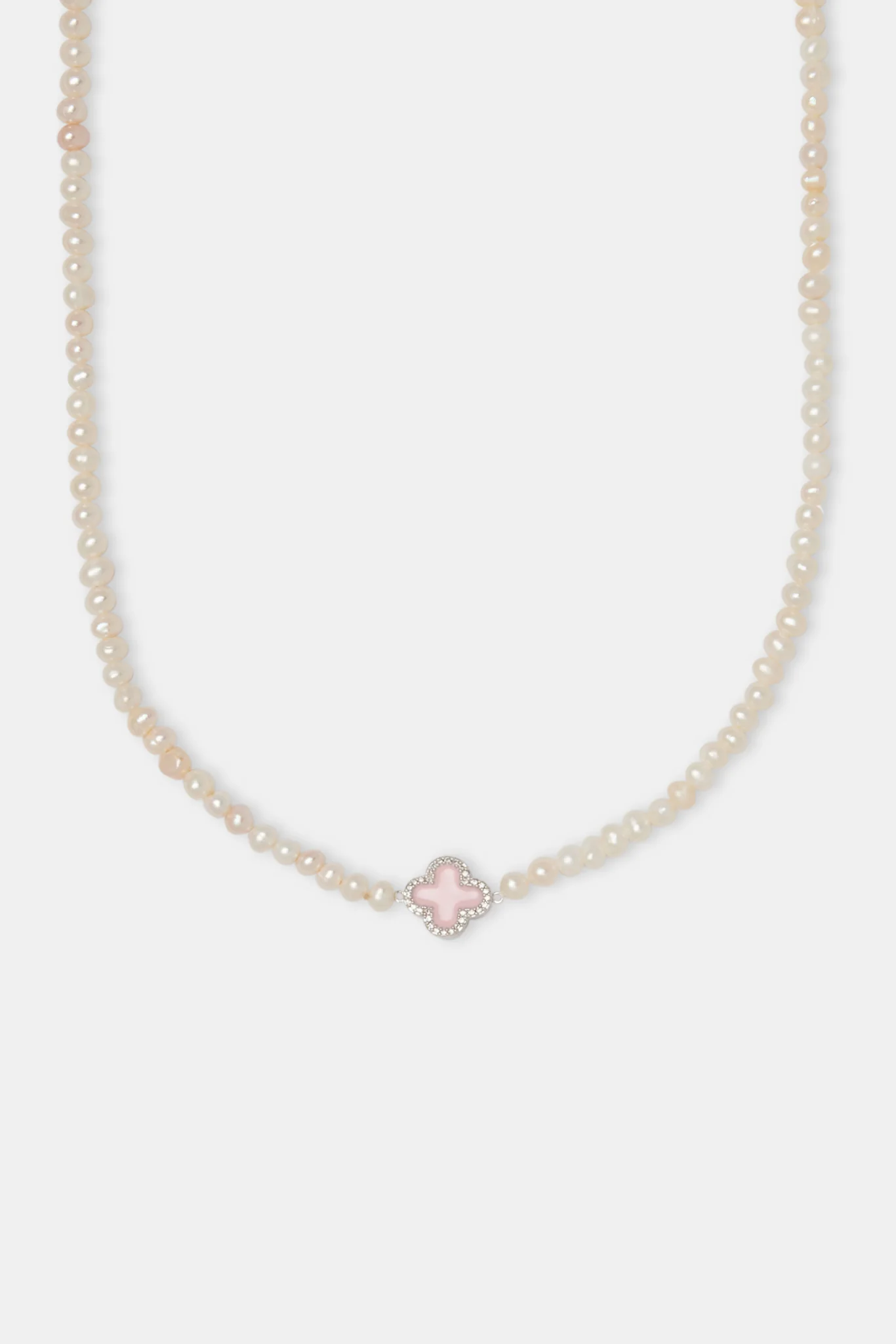 Pink Motif Freshwater Pearl Necklace - 4mm - Image 2