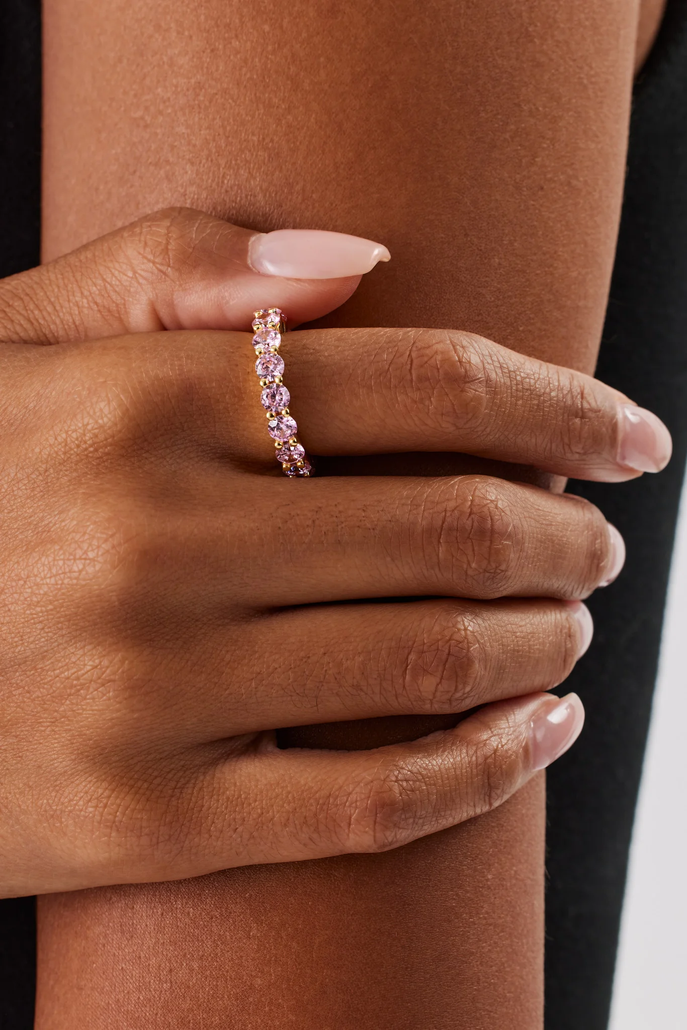 Pink Round Stone Tennis Ring - 4mm