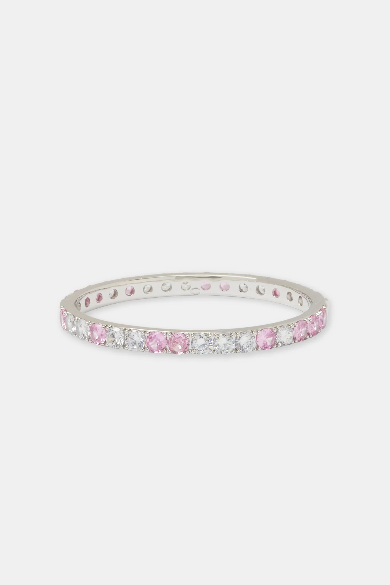 Pink & White Colourblock Tennis Bangle- 5mm - Image 2