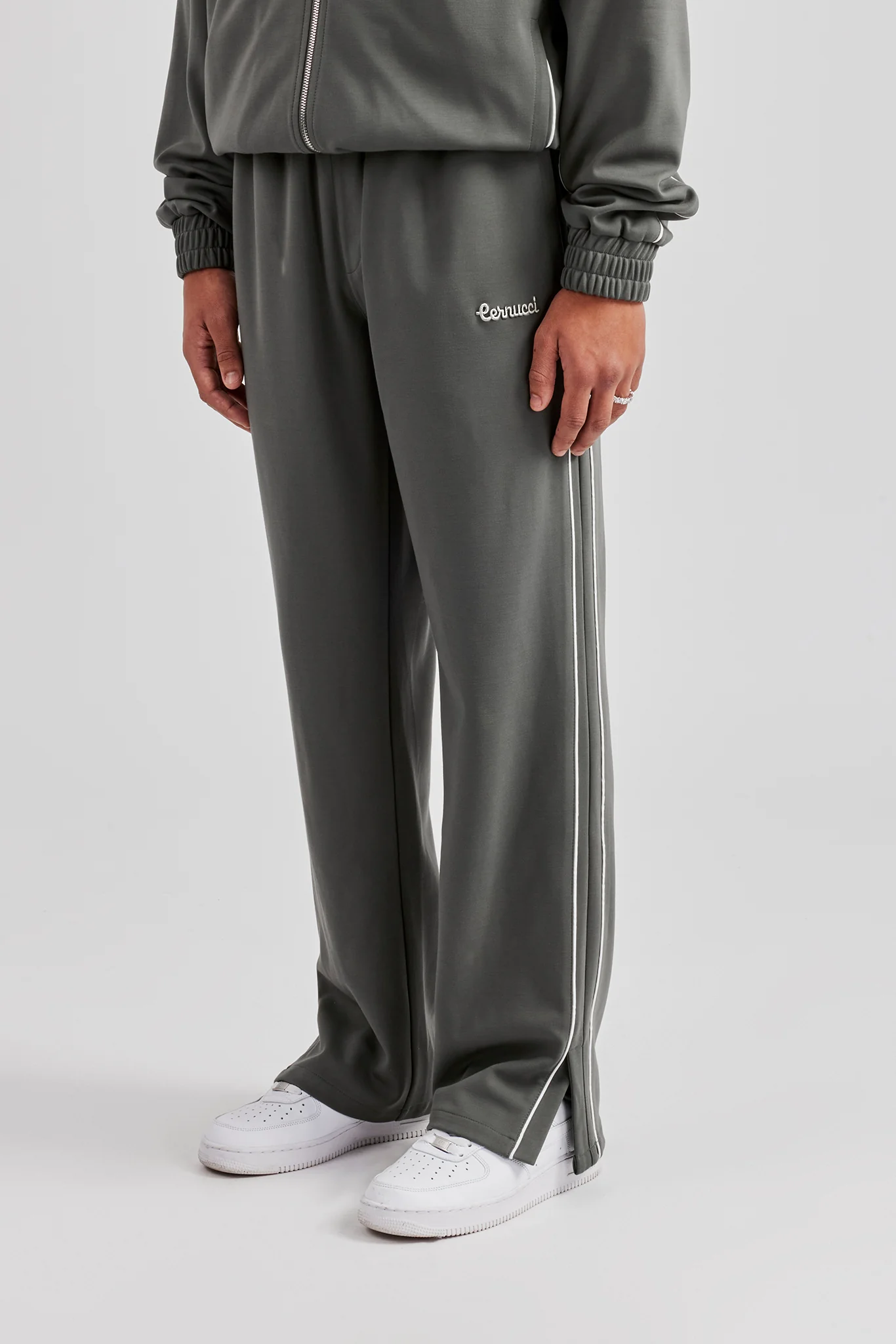 Piping Split Hem Trouser - Grey - Image 2