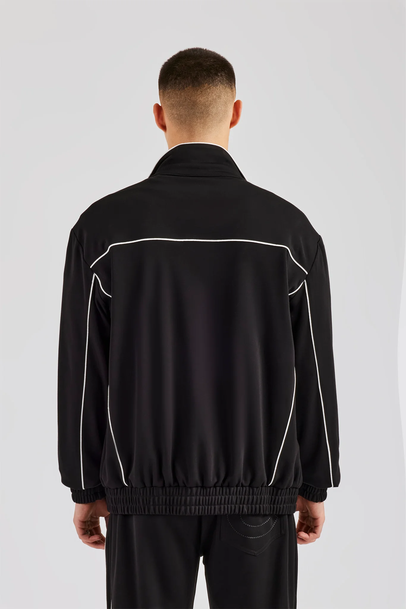 Piping Zip Through Jacket - Black - Image 4