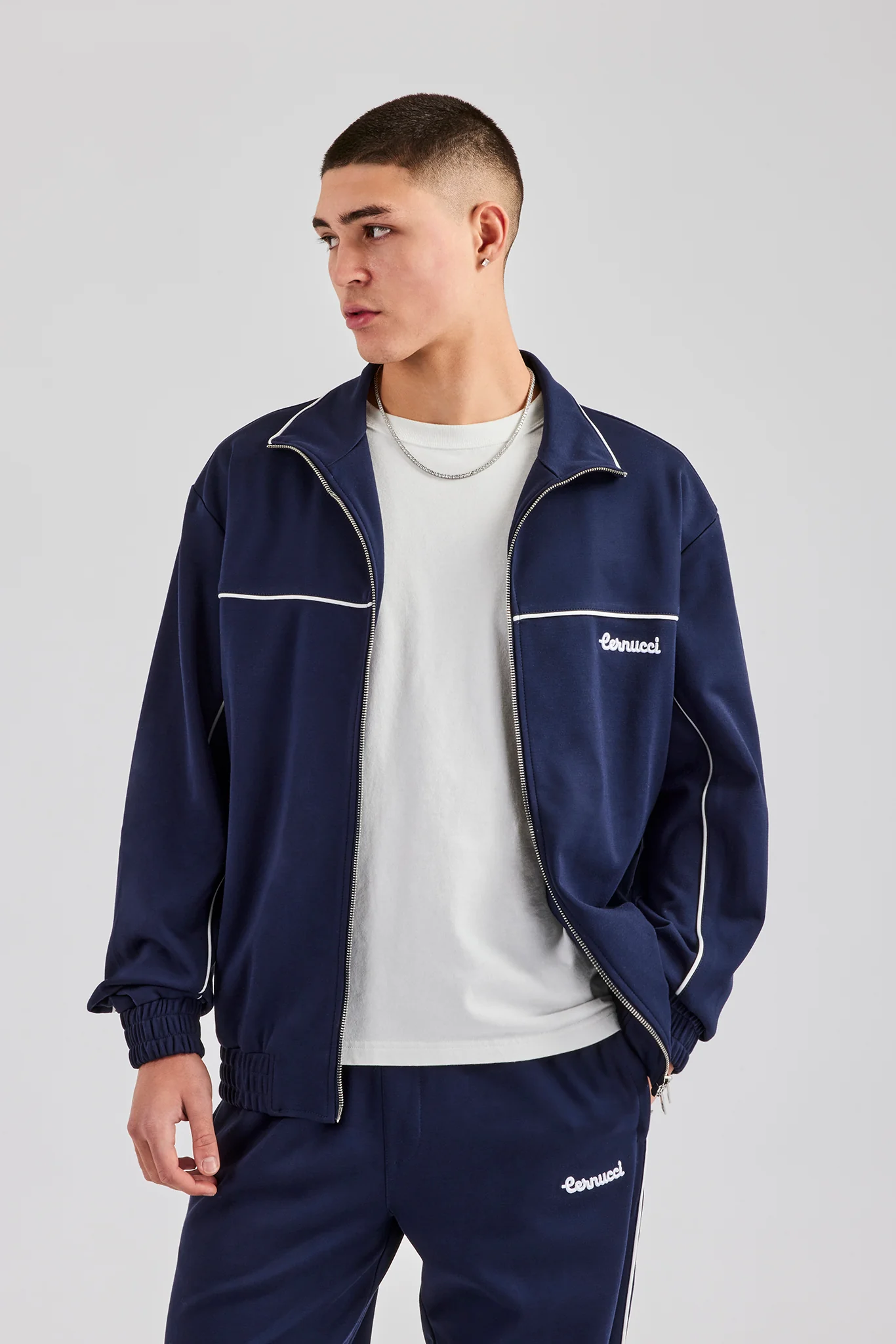 Piping Zip Through Jacket - Navy - Image 2