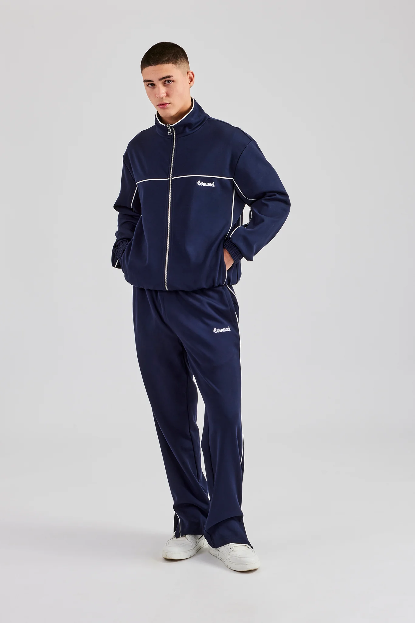 Piping Zip Through Jacket - Navy - Image 4