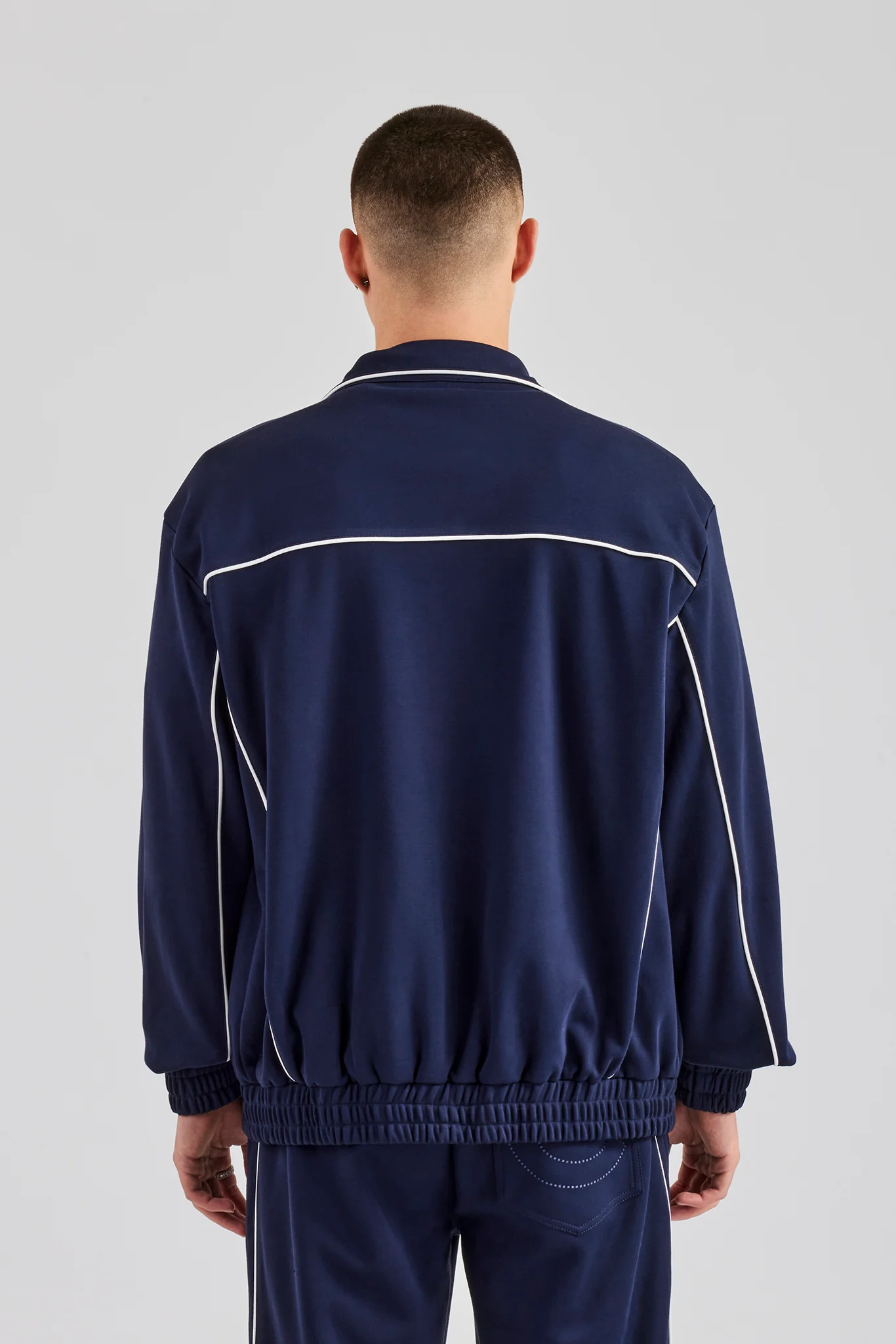 Piping Zip Through Jacket - Navy - Image 5