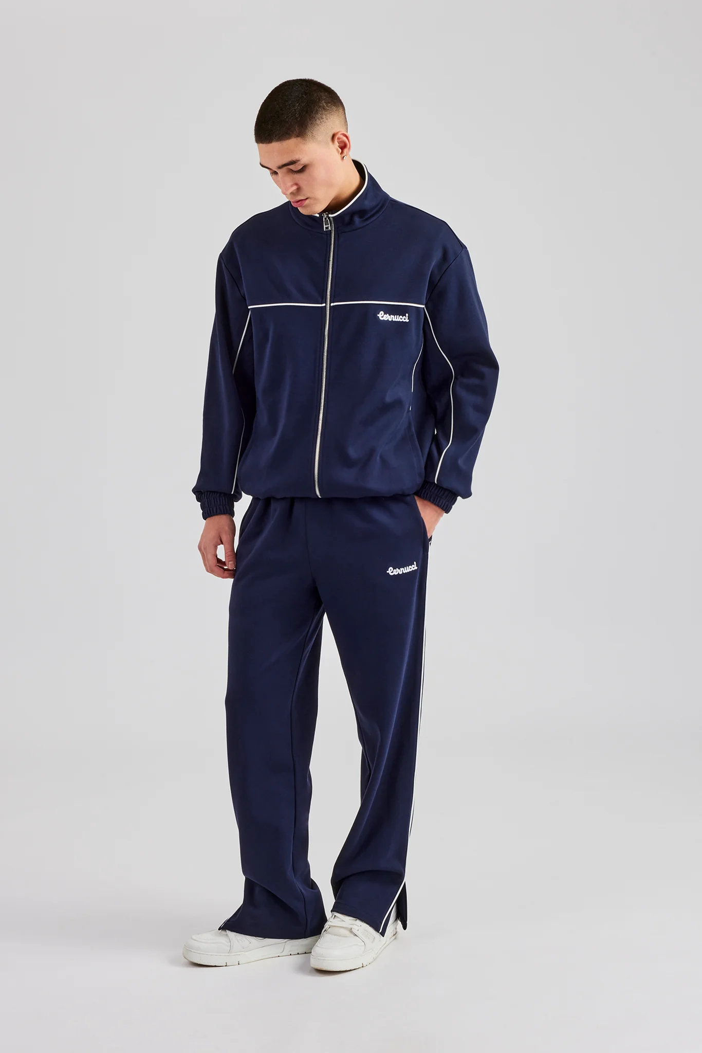 Piping Zip Through Tracksuit - Navy - Image 5
