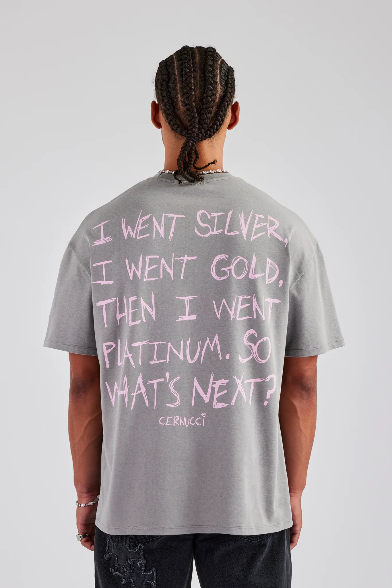 Platinum Back Quote Oversized T-Shirt - Charcoal - Image 3