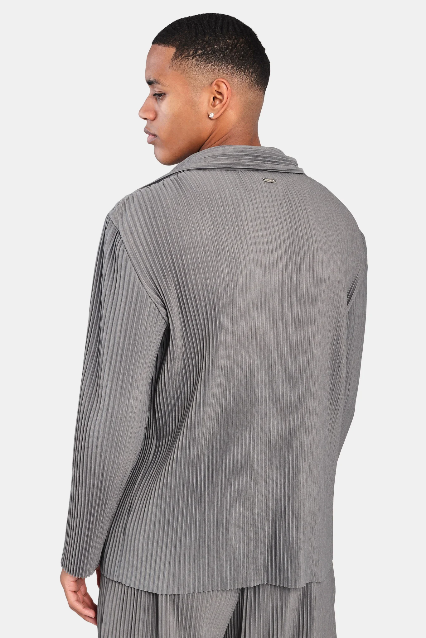 Pleated Utility Jacket  - Dark Grey - Image 3