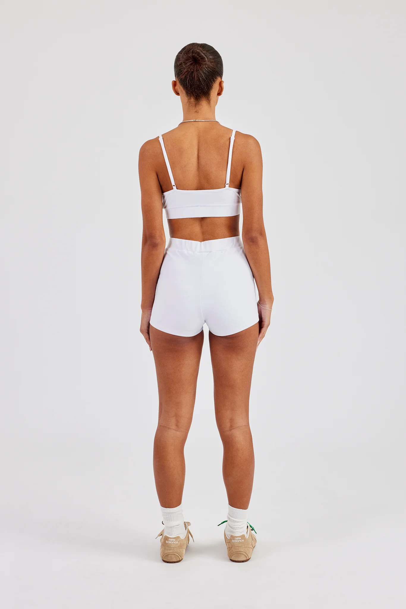 Plunge Front Bralet & Jersey Boxer Short - White - Image 4