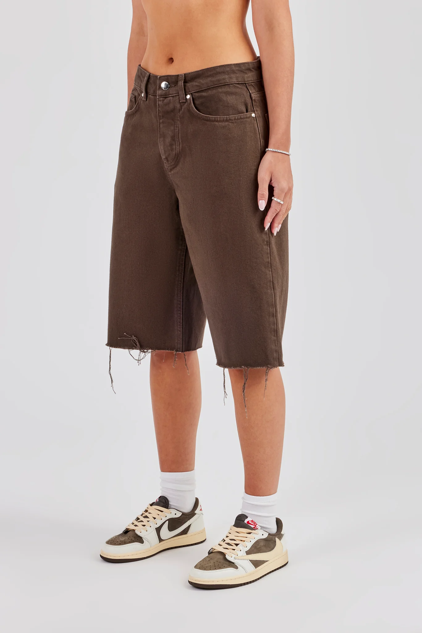 Pocket Detailed Denim Jort - Chocolate - Image 4