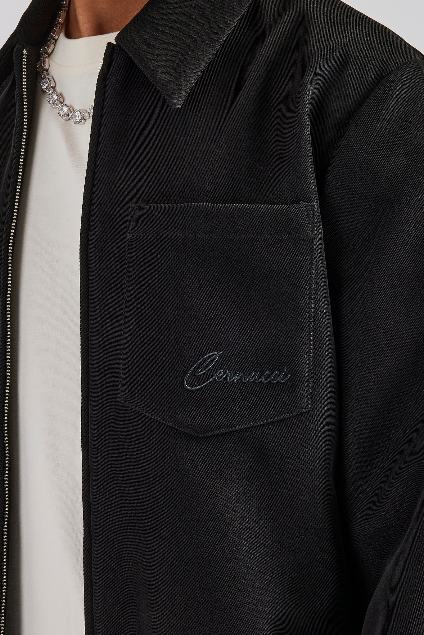 Pocket Twill Harrington Jacket - Black - Image 3