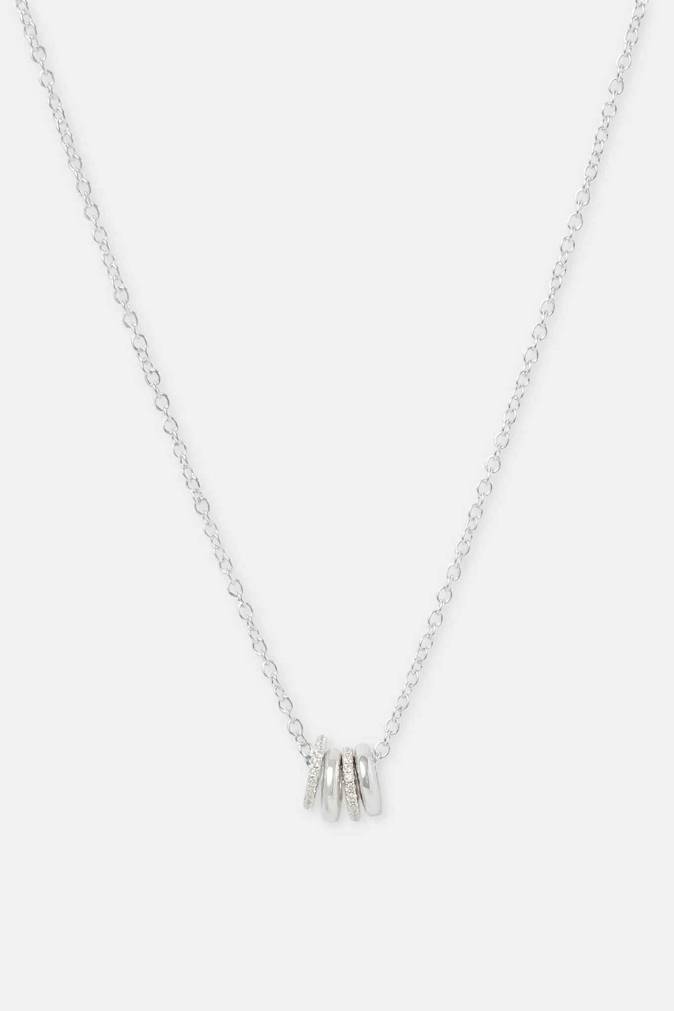 Polished and Iced Multi Ring Necklace - 10mm