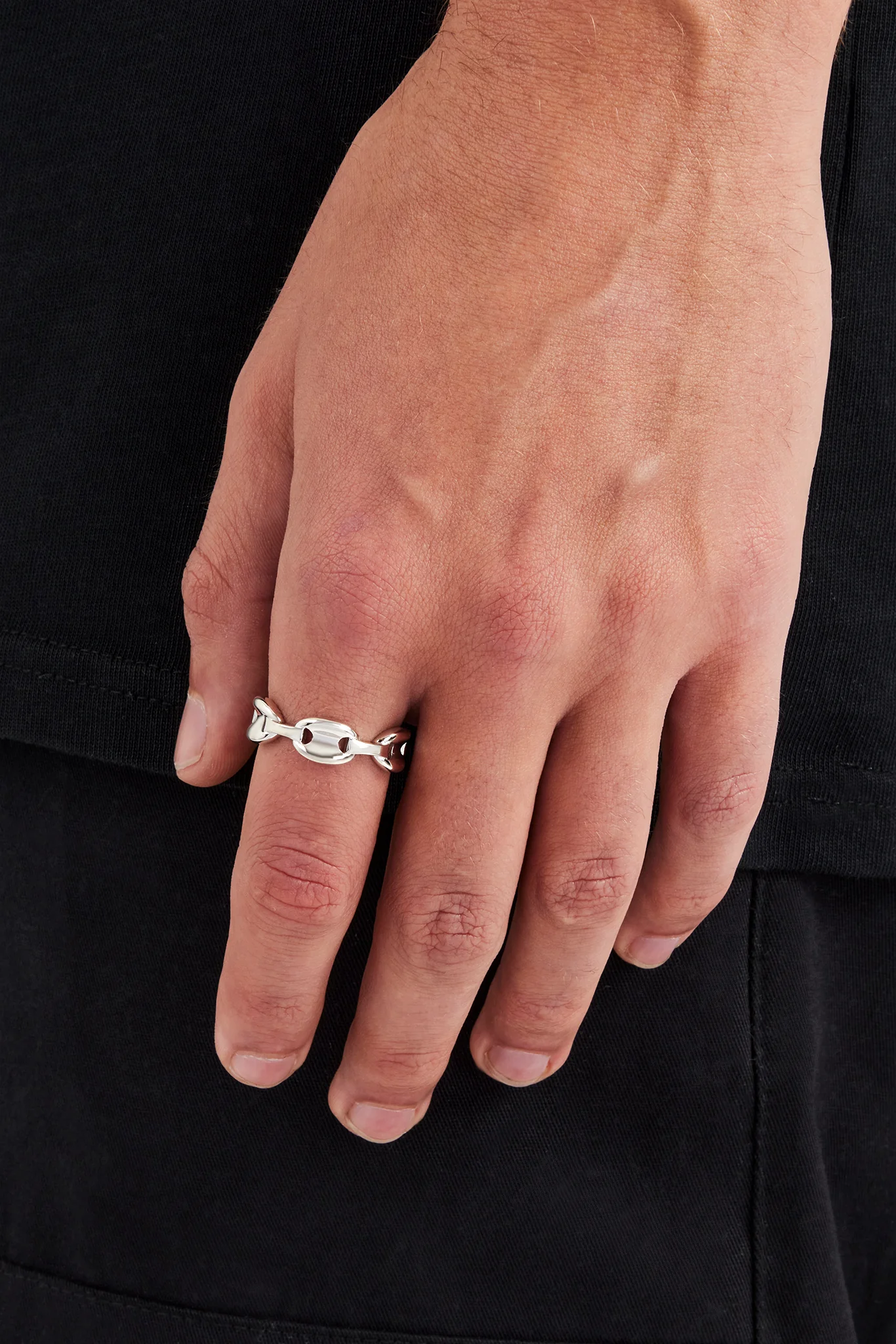 Polished Coffee Bean Link Ring - 8mm - Image 2