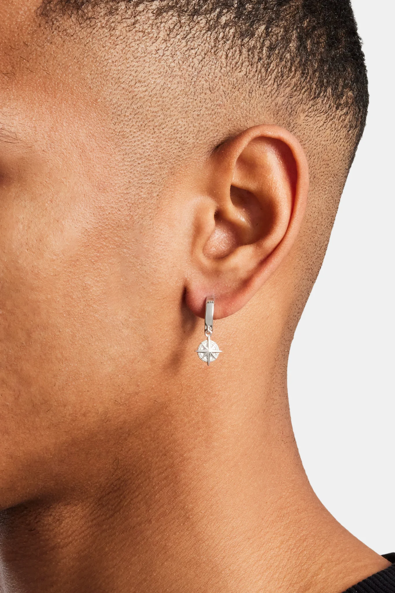 Polished Compass Huggie Earrings - Image 2